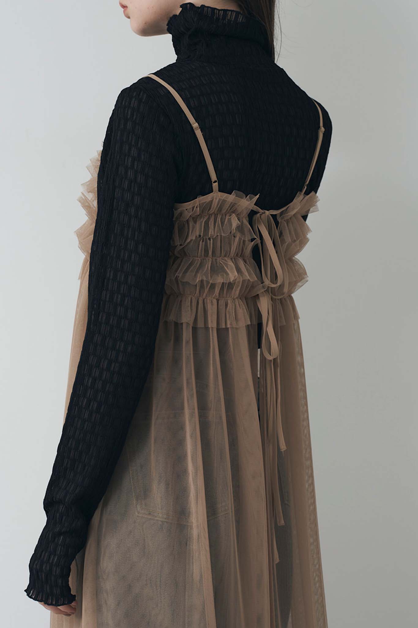 チュールギャザーキャミワンピース