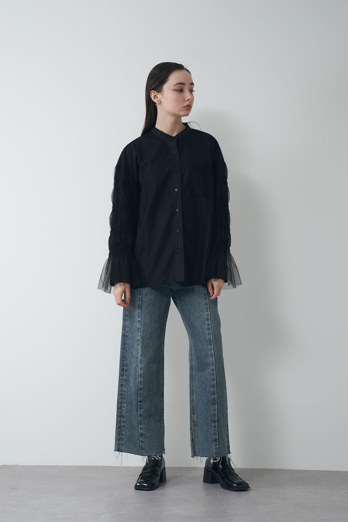 Tulle layered shirt