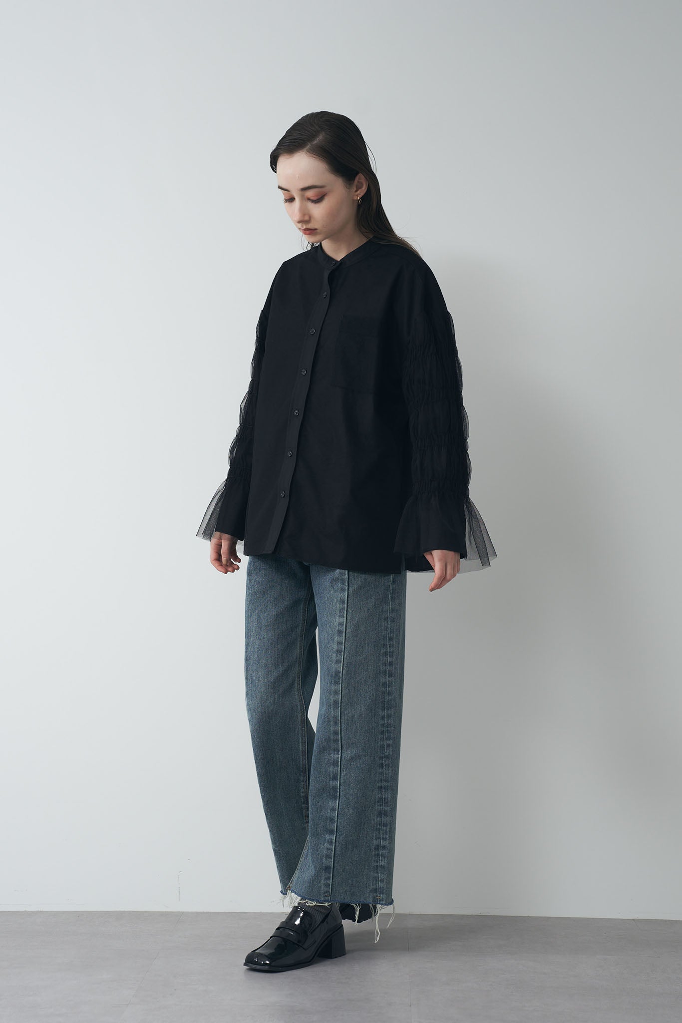 チュールレイヤードシャツ