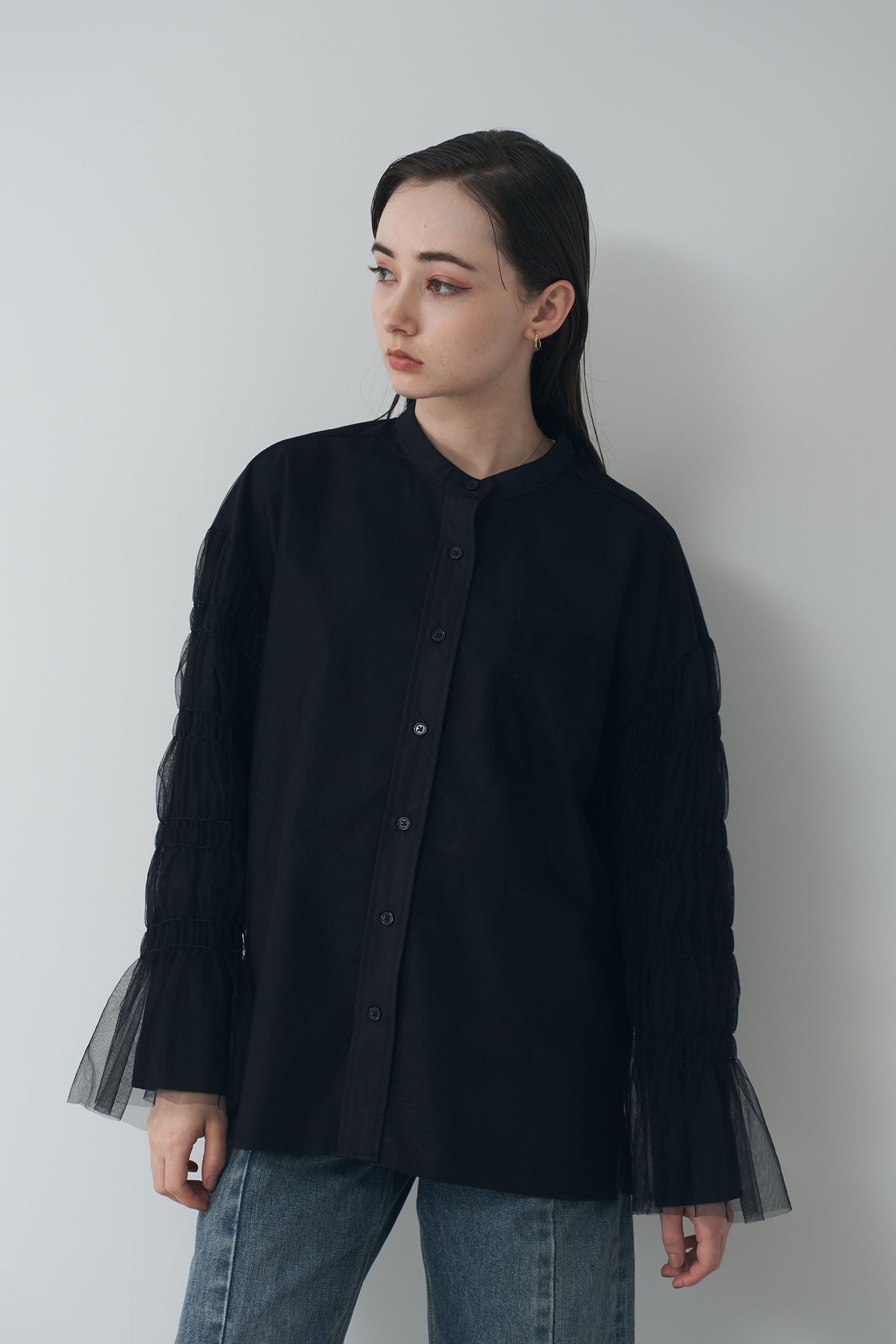 チュールレイヤードシャツ