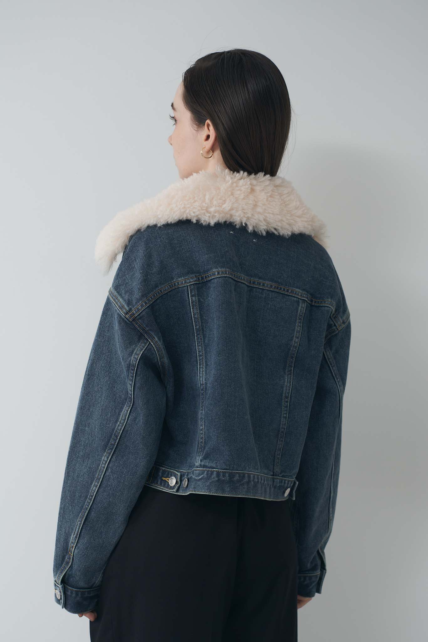 Denim blouson with fur