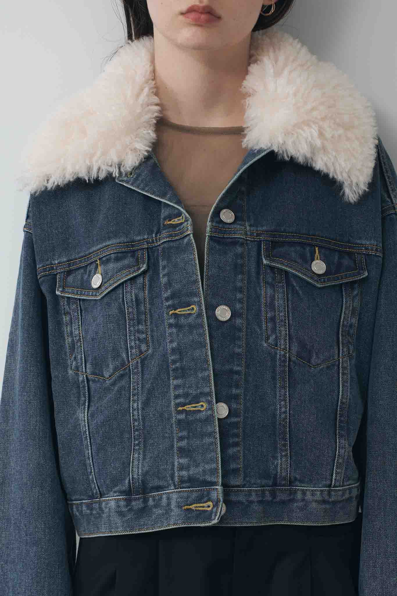 Denim blouson with fur