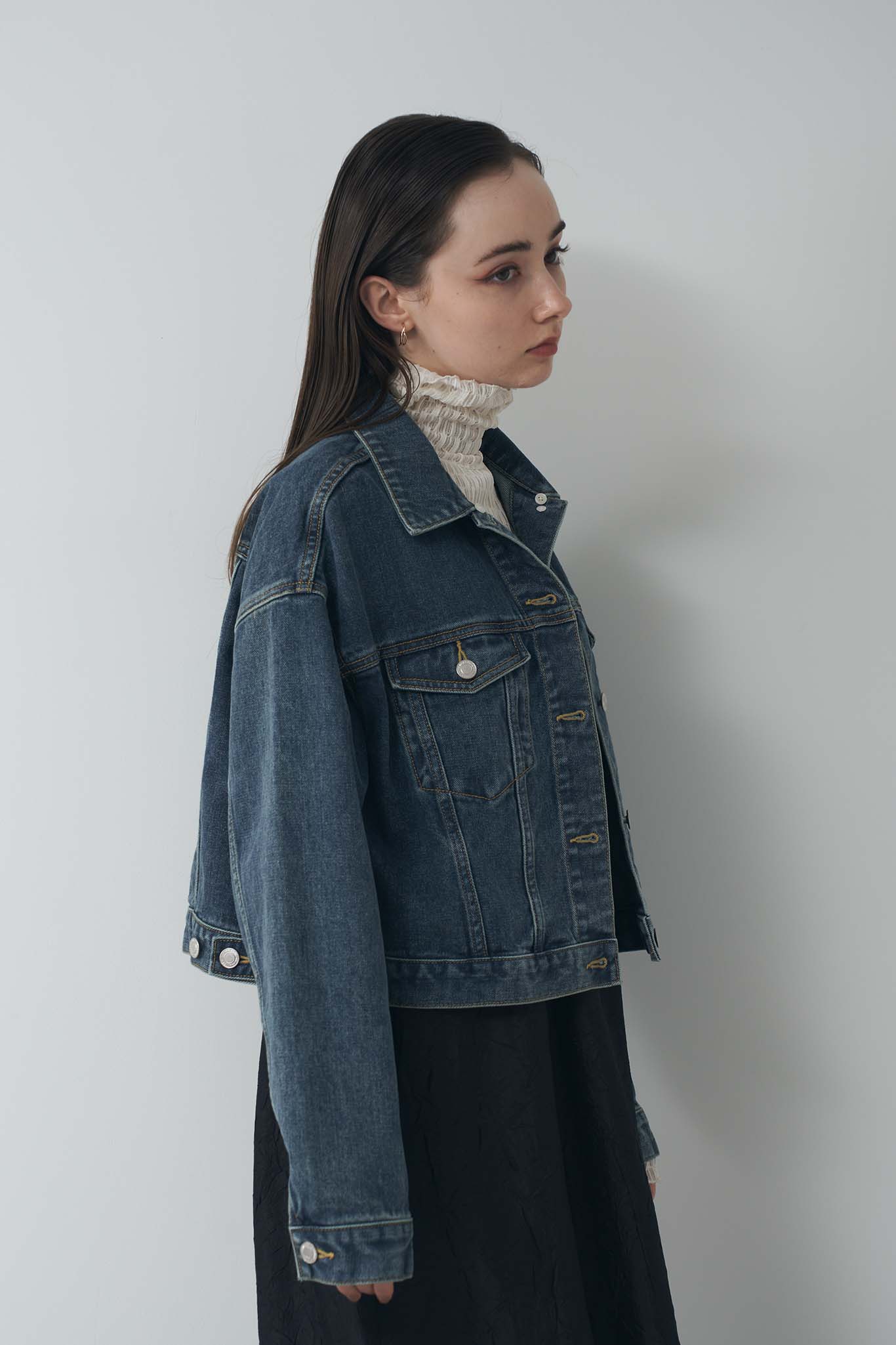 Denim blouson with fur