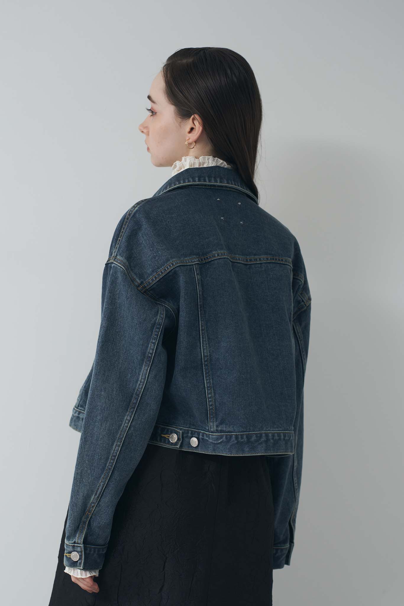 Denim blouson with fur