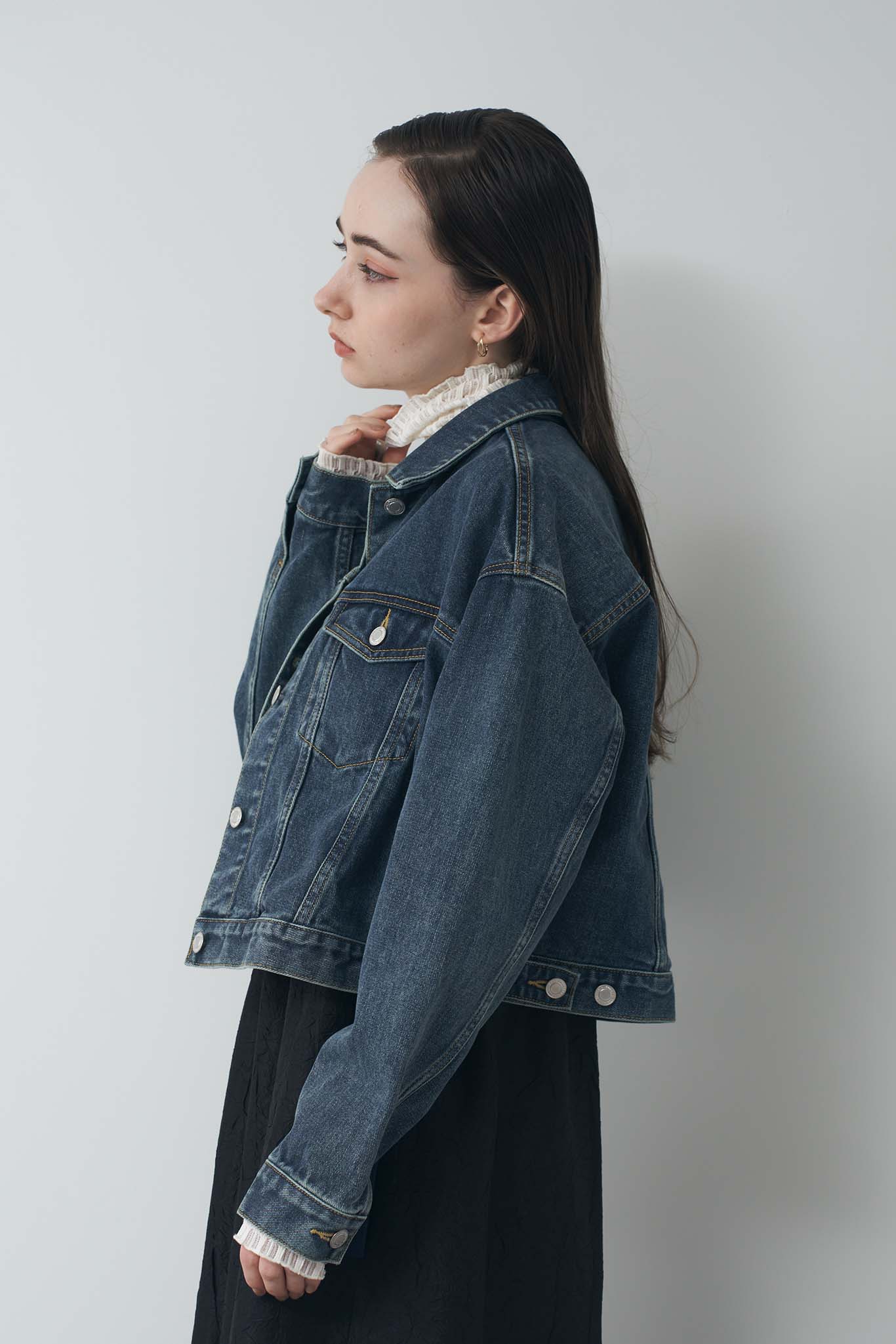 Denim blouson with fur