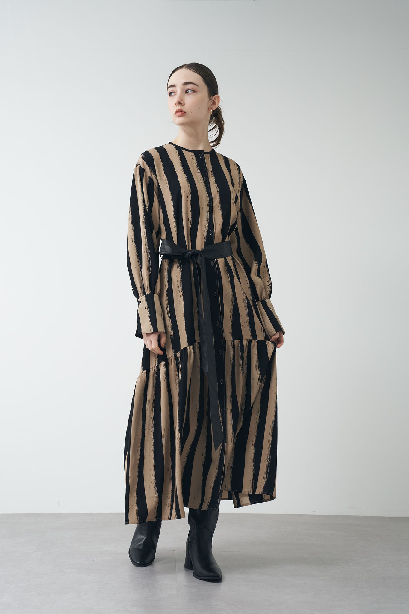 Hand-drawn striped shirt dress