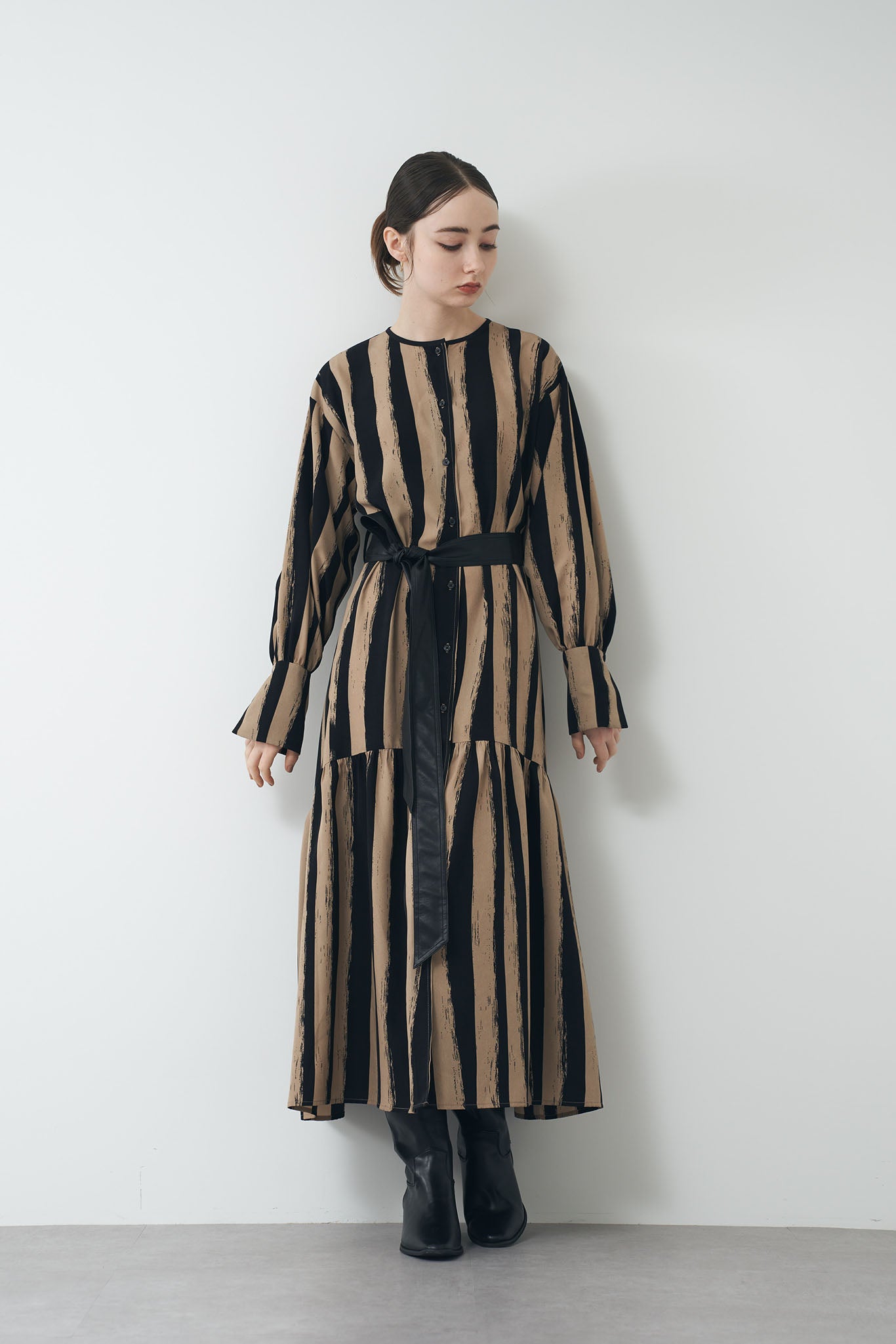 Hand-drawn striped shirt dress