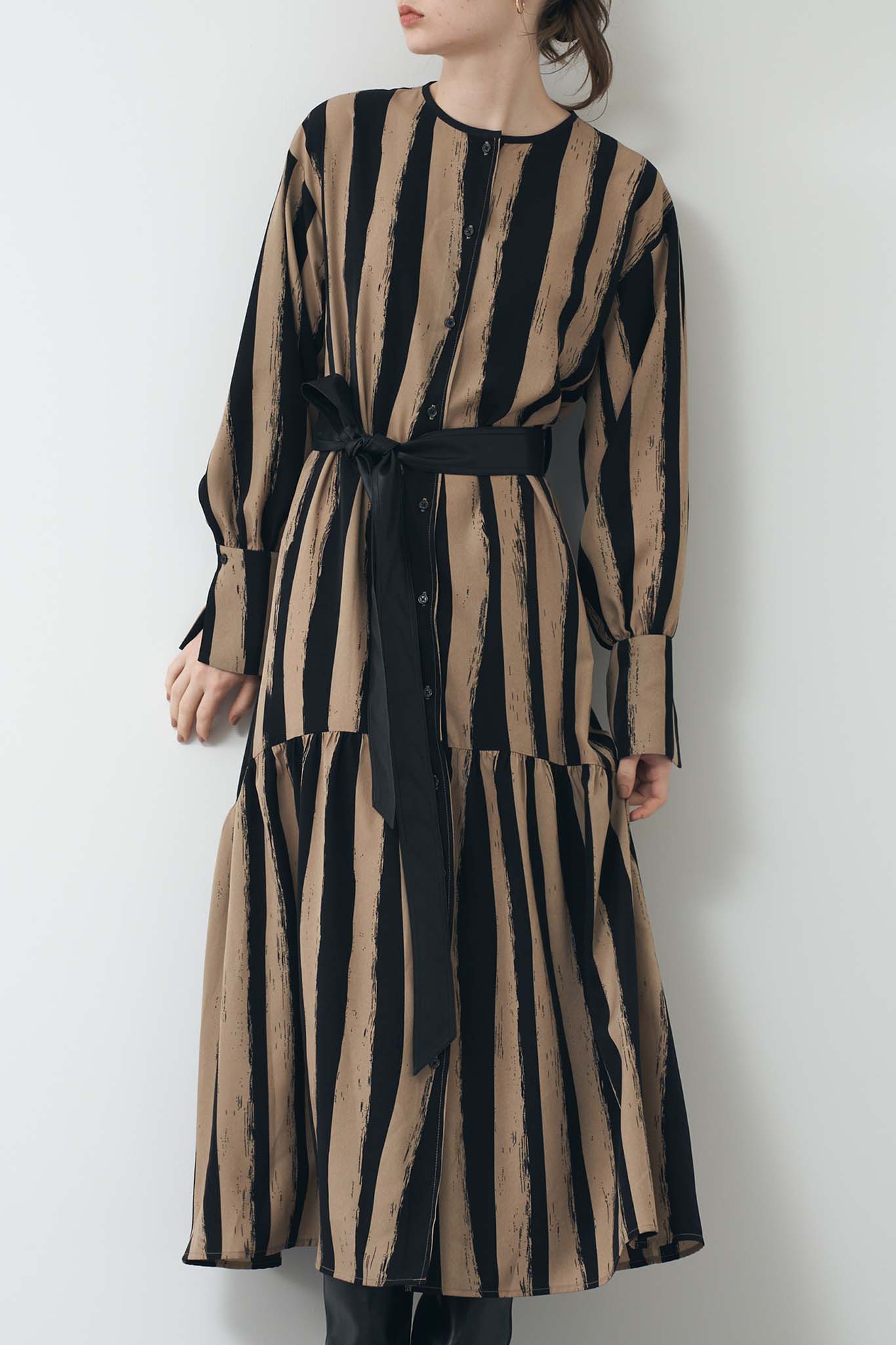 Hand-drawn striped shirt dress