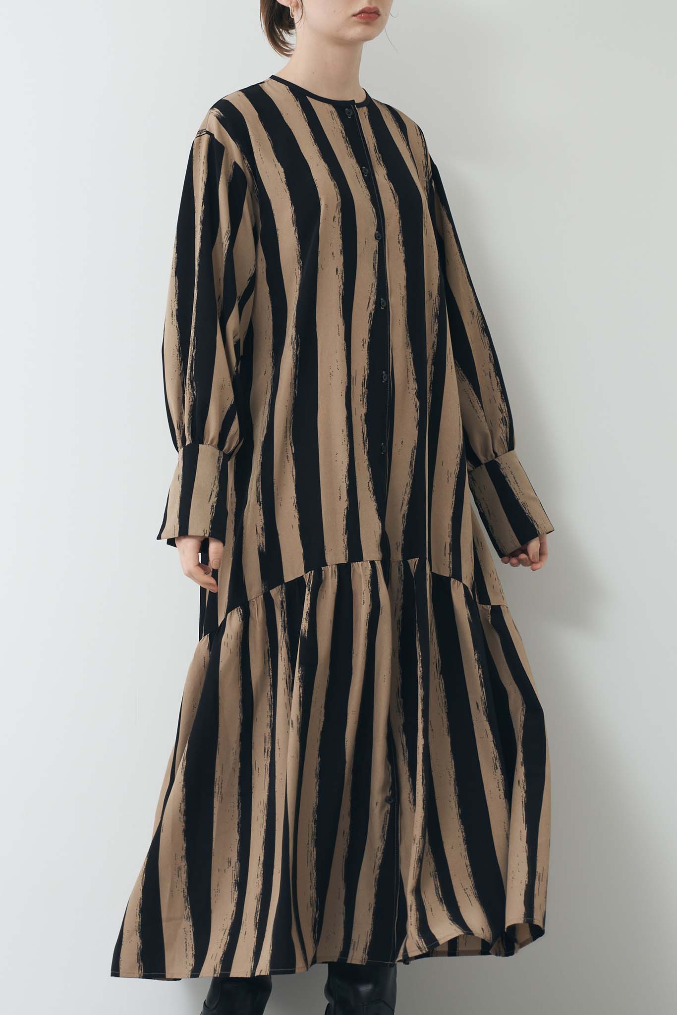Hand-drawn striped shirt dress