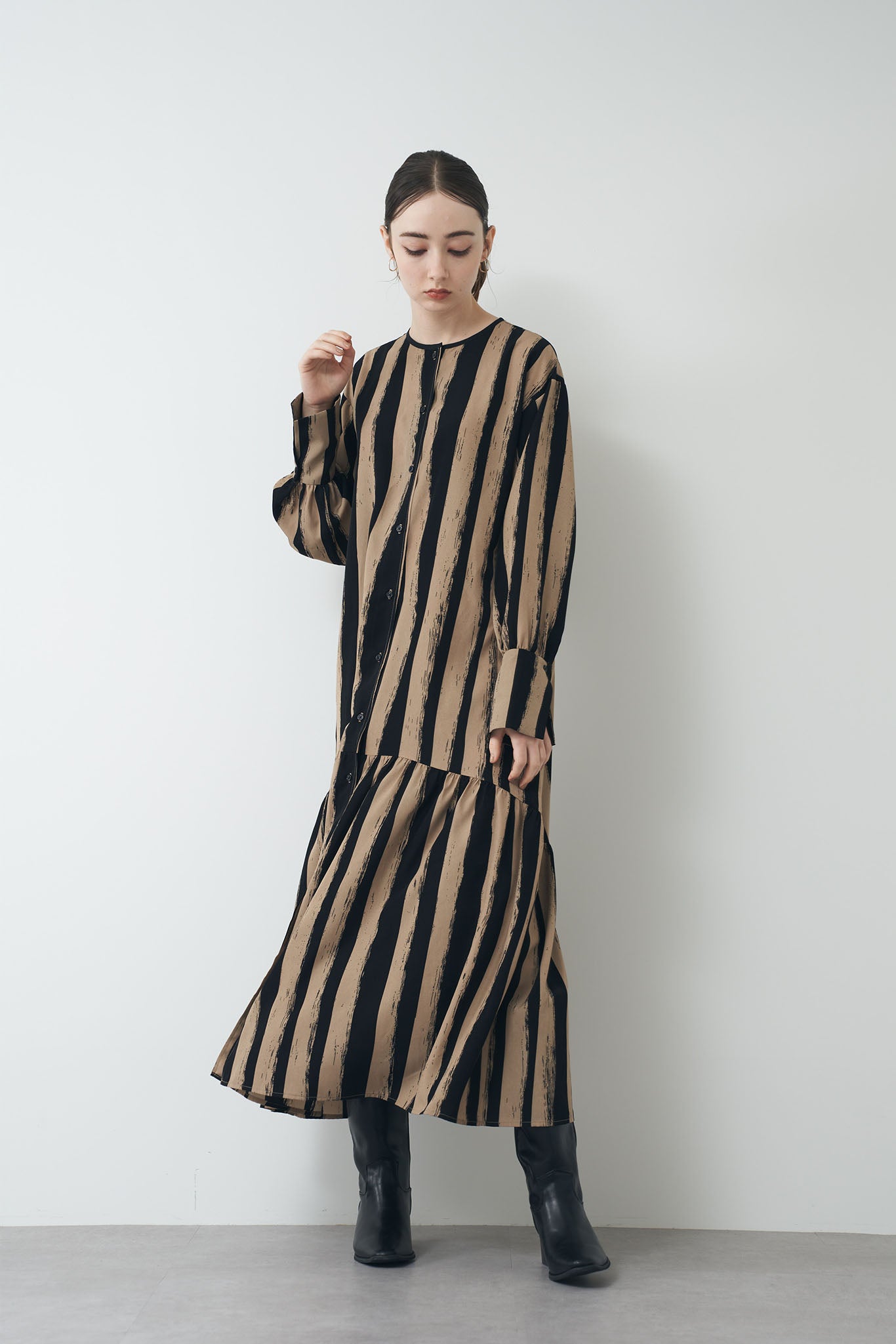 Hand-drawn striped shirt dress