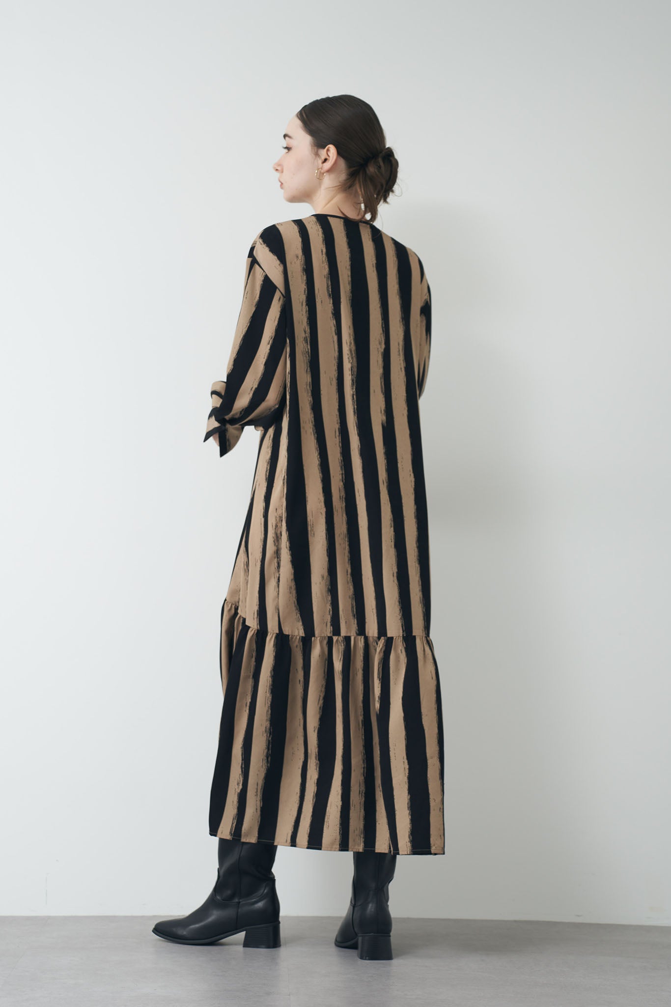 Hand-drawn striped shirt dress