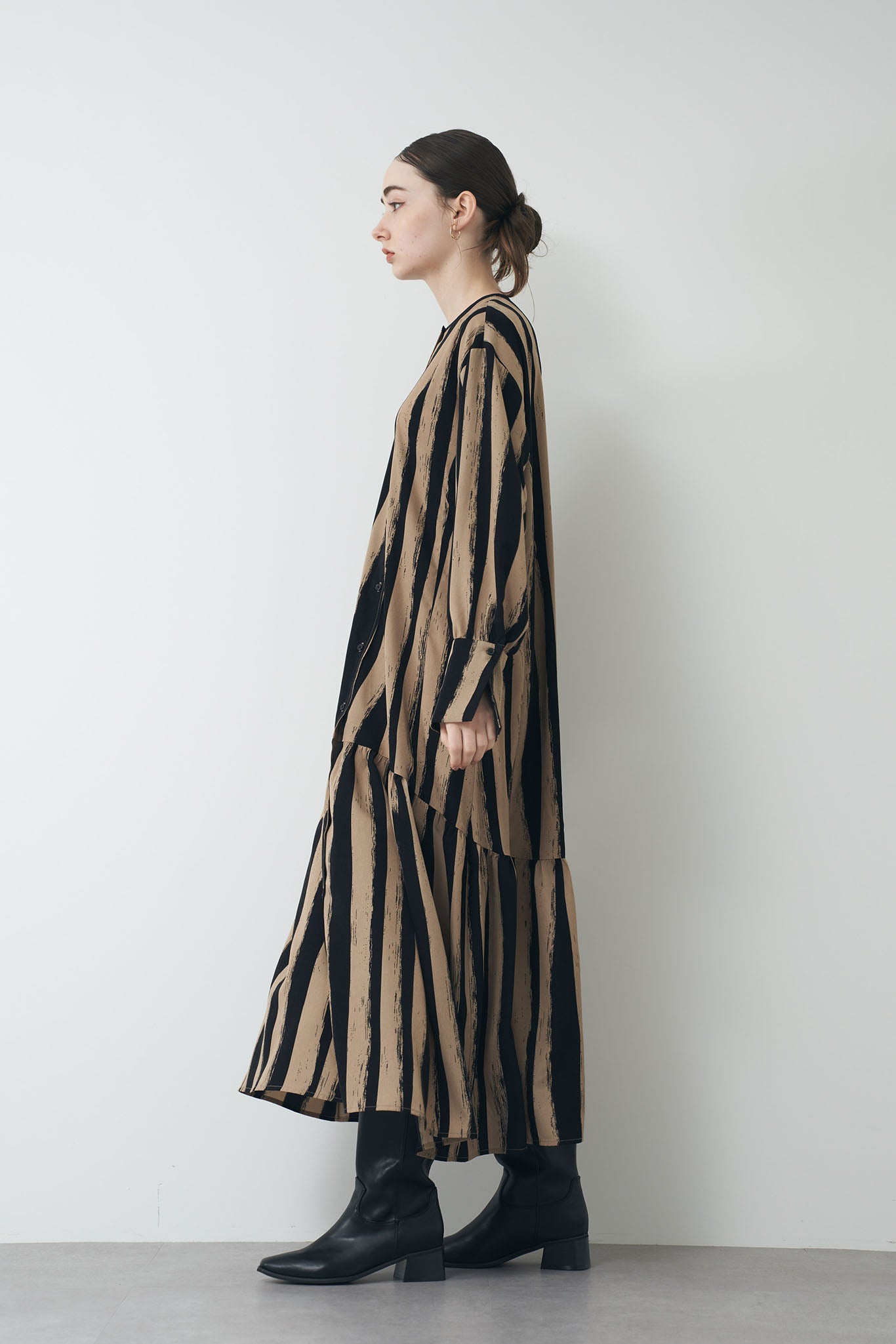 Hand-drawn striped shirt dress