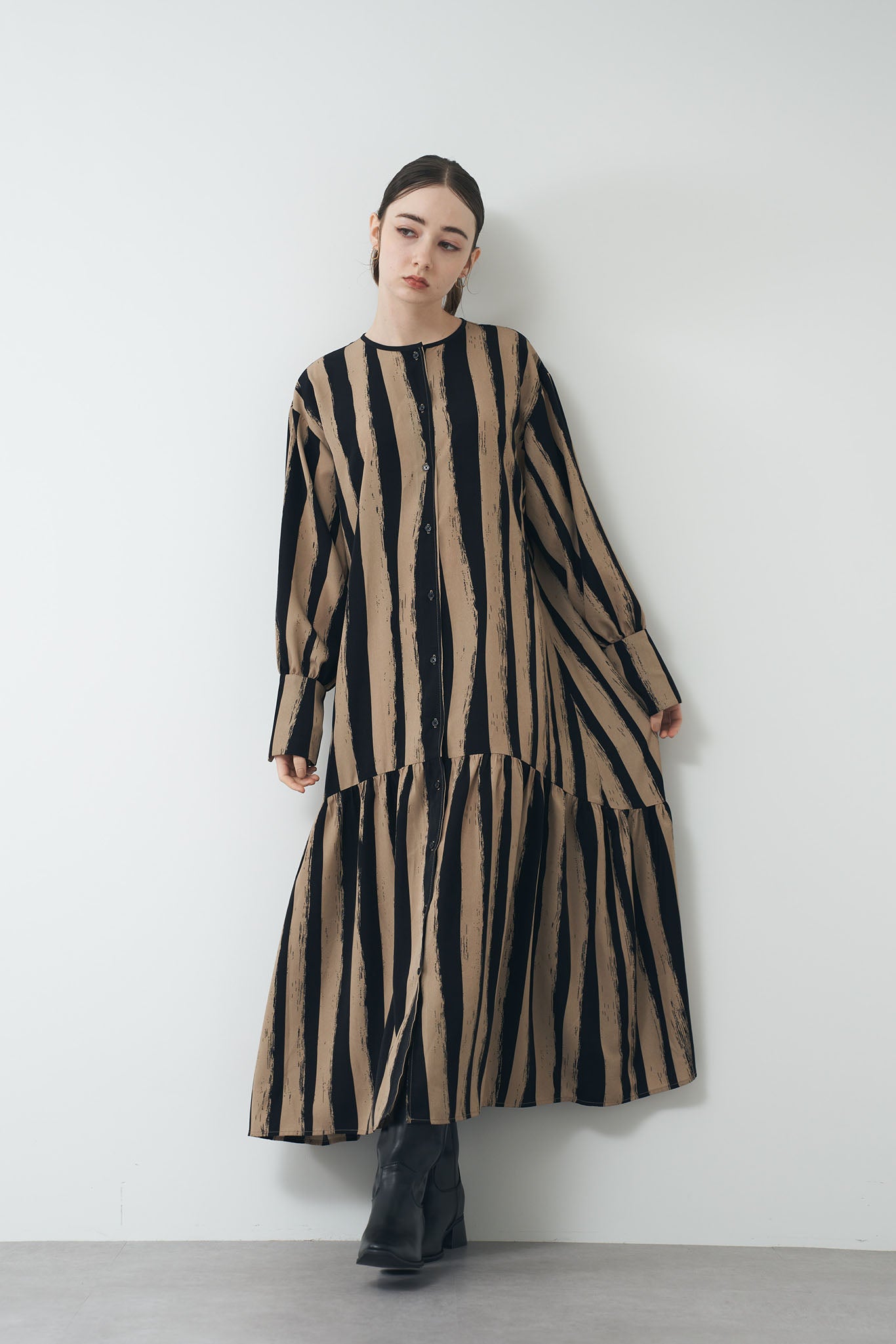 Hand-drawn striped shirt dress