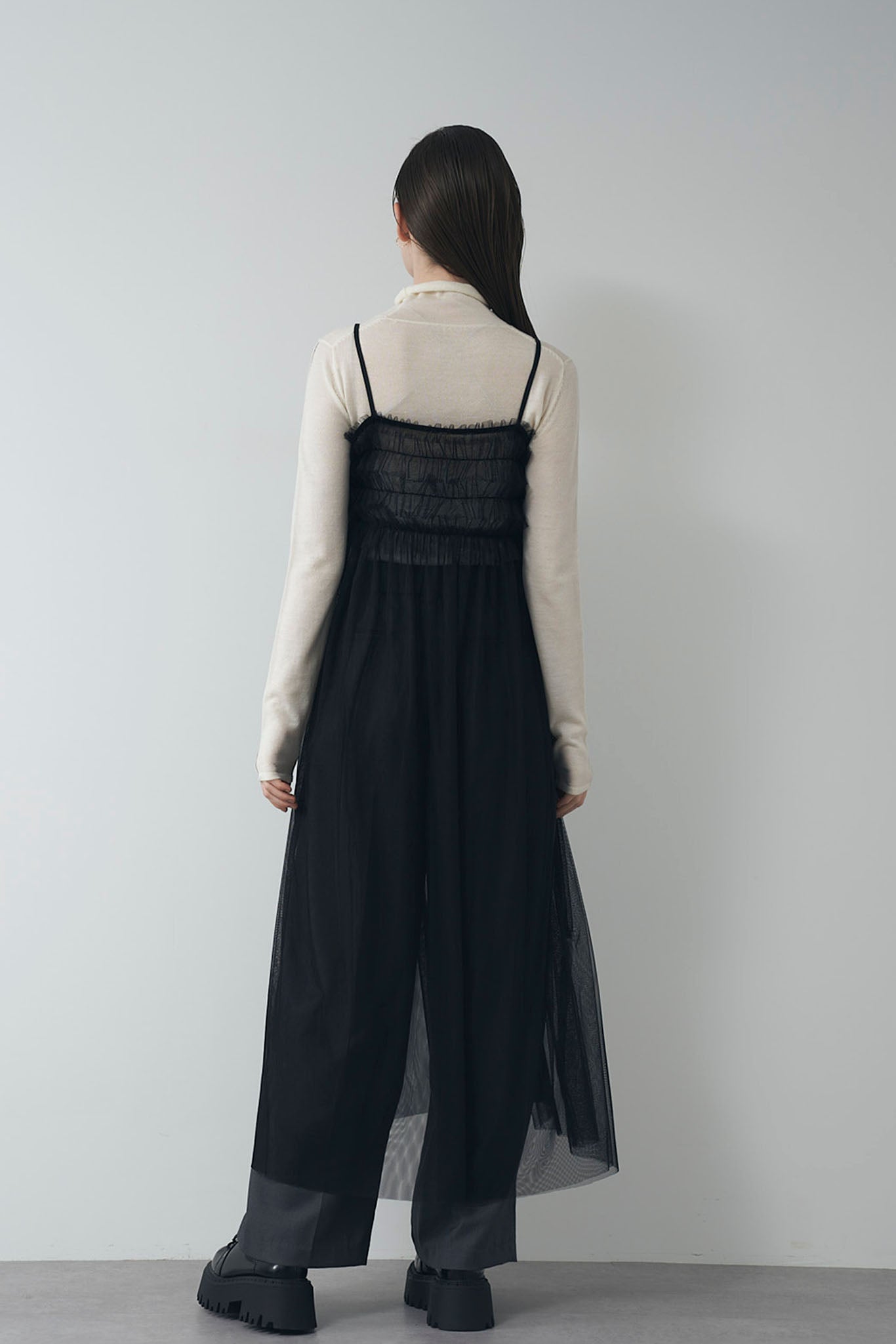 チュールギャザーキャミワンピース