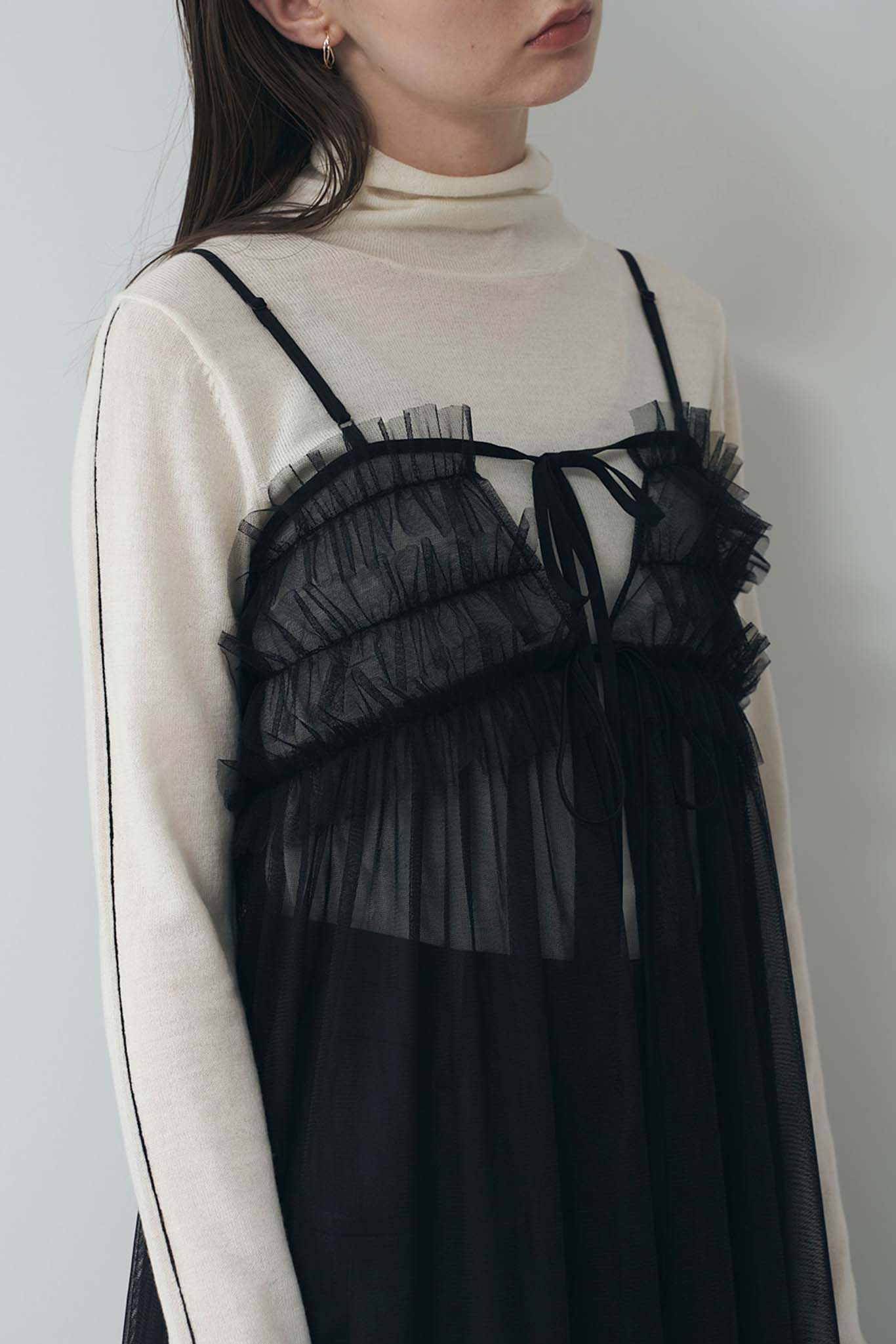 チュールギャザーキャミワンピース