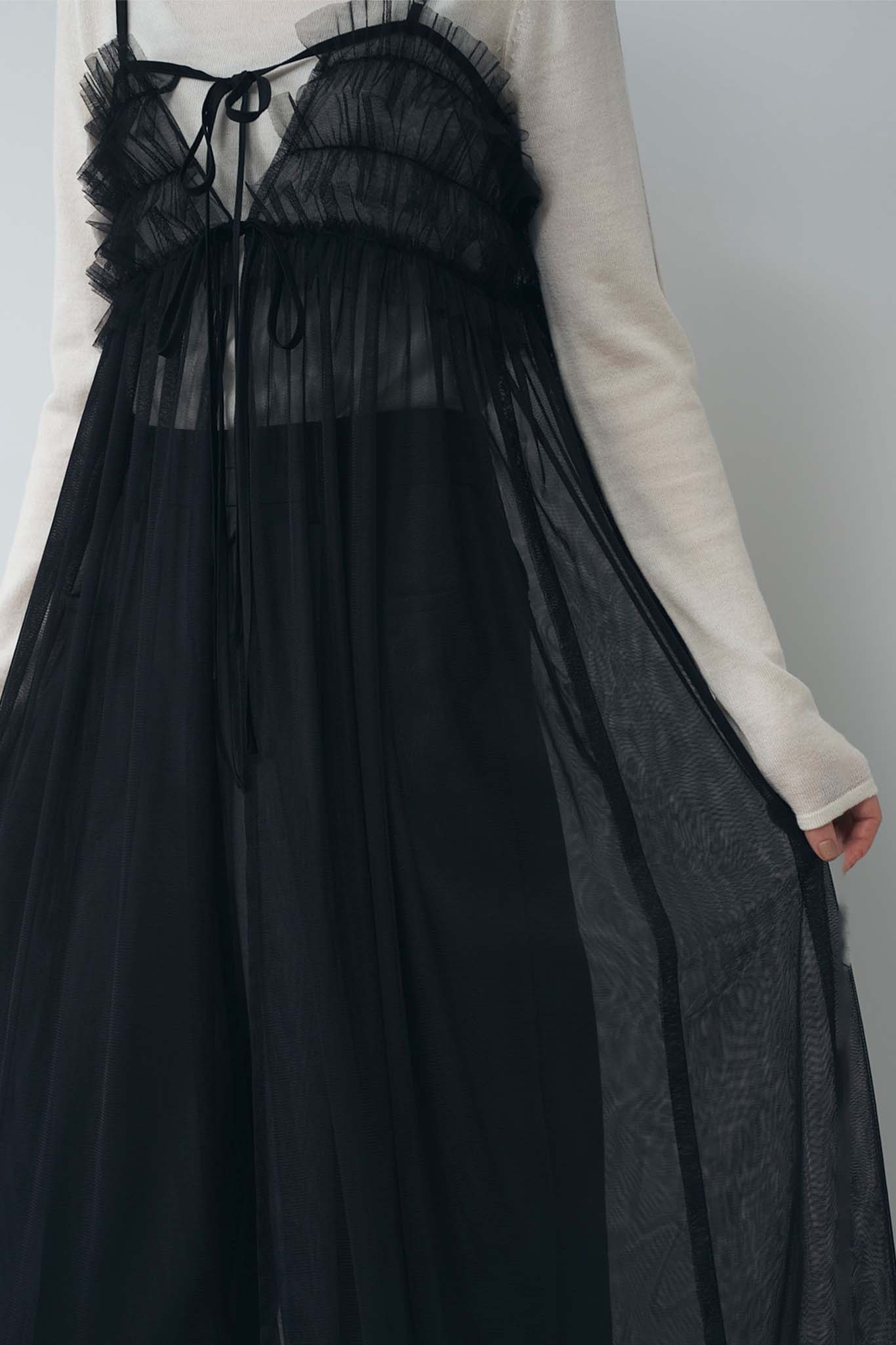 チュールギャザーキャミワンピース