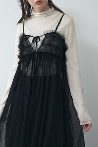 チュールギャザーキャミワンピース