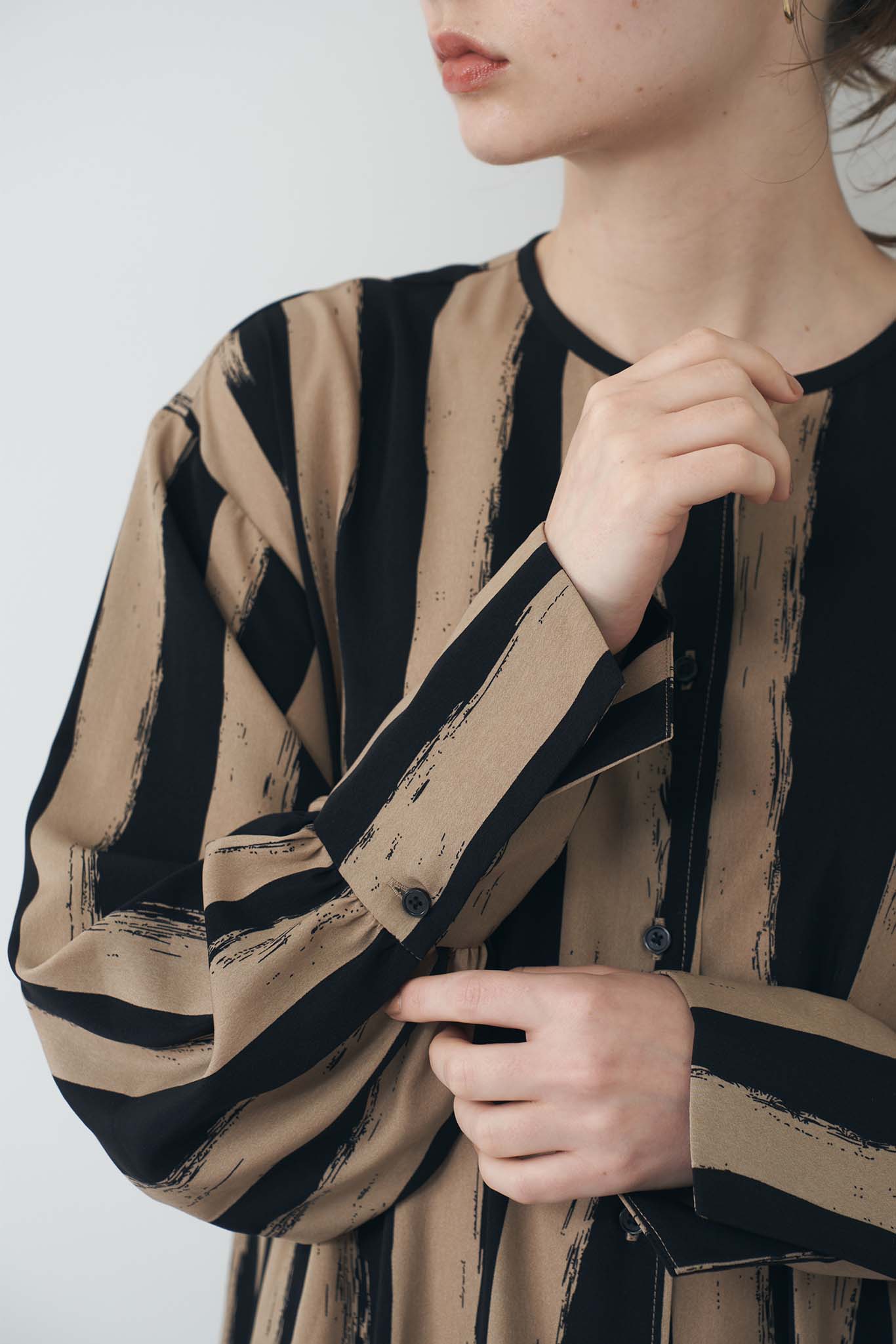 Hand-drawn striped shirt dress