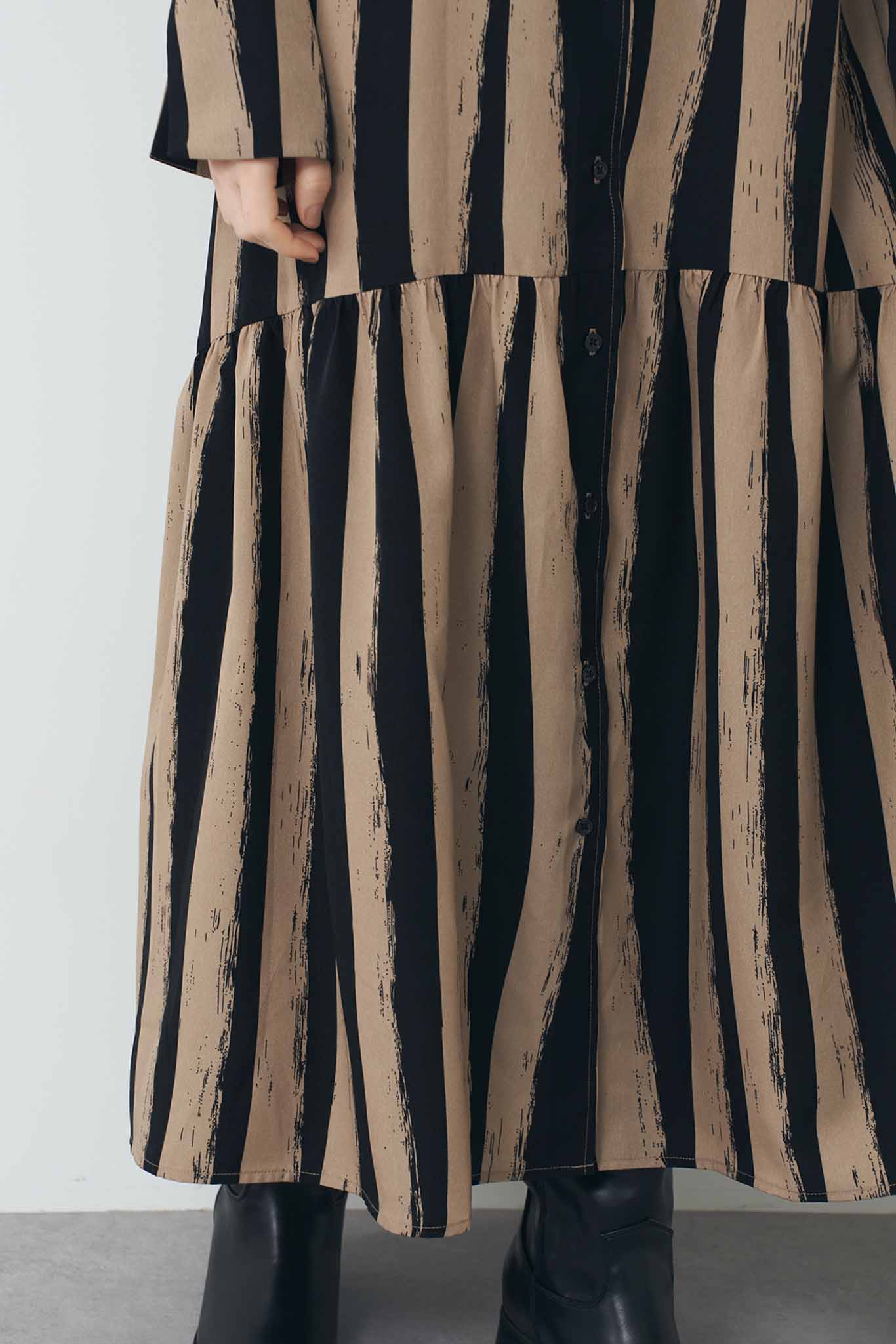 Hand-drawn striped shirt dress