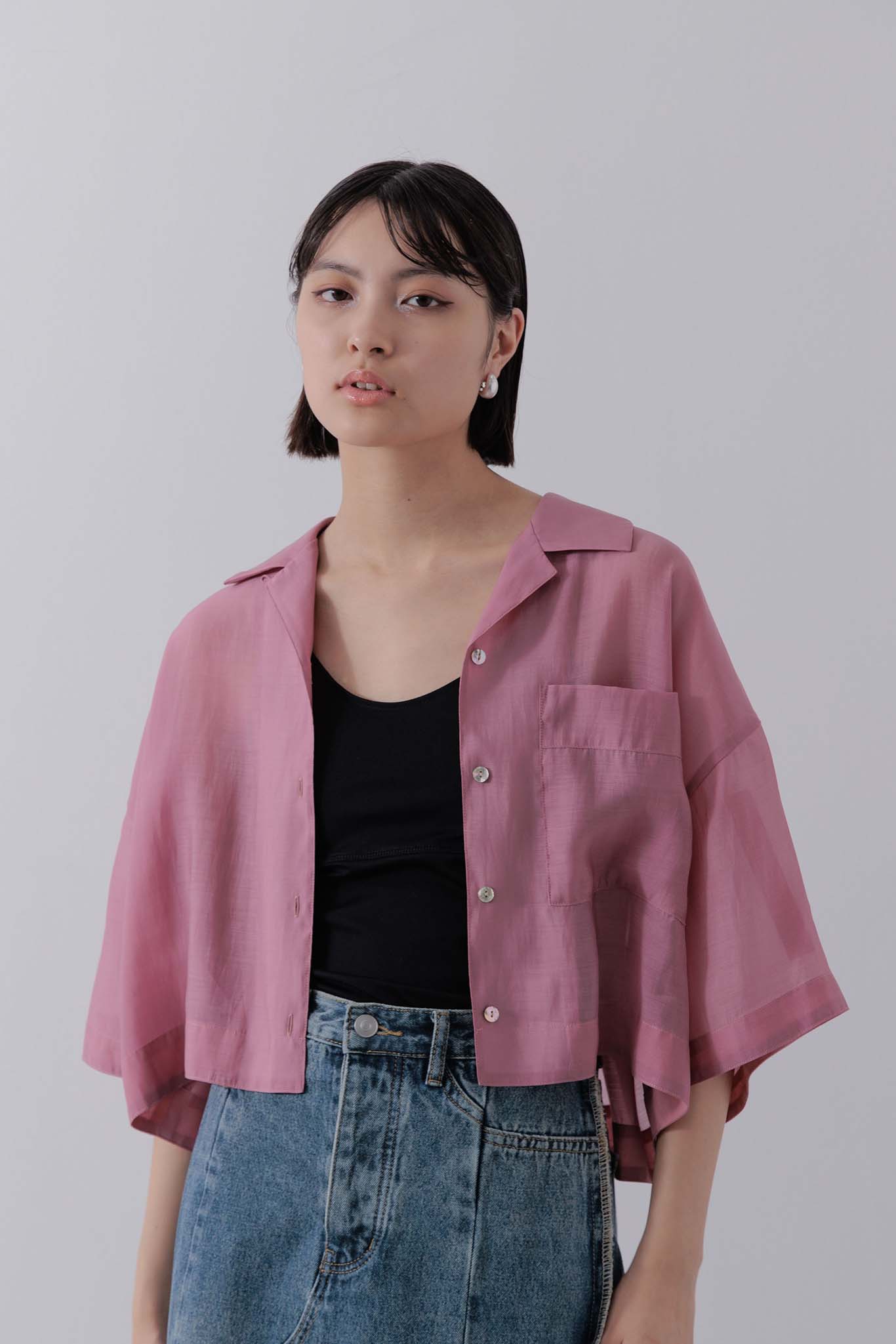 Sheer cropped shirt