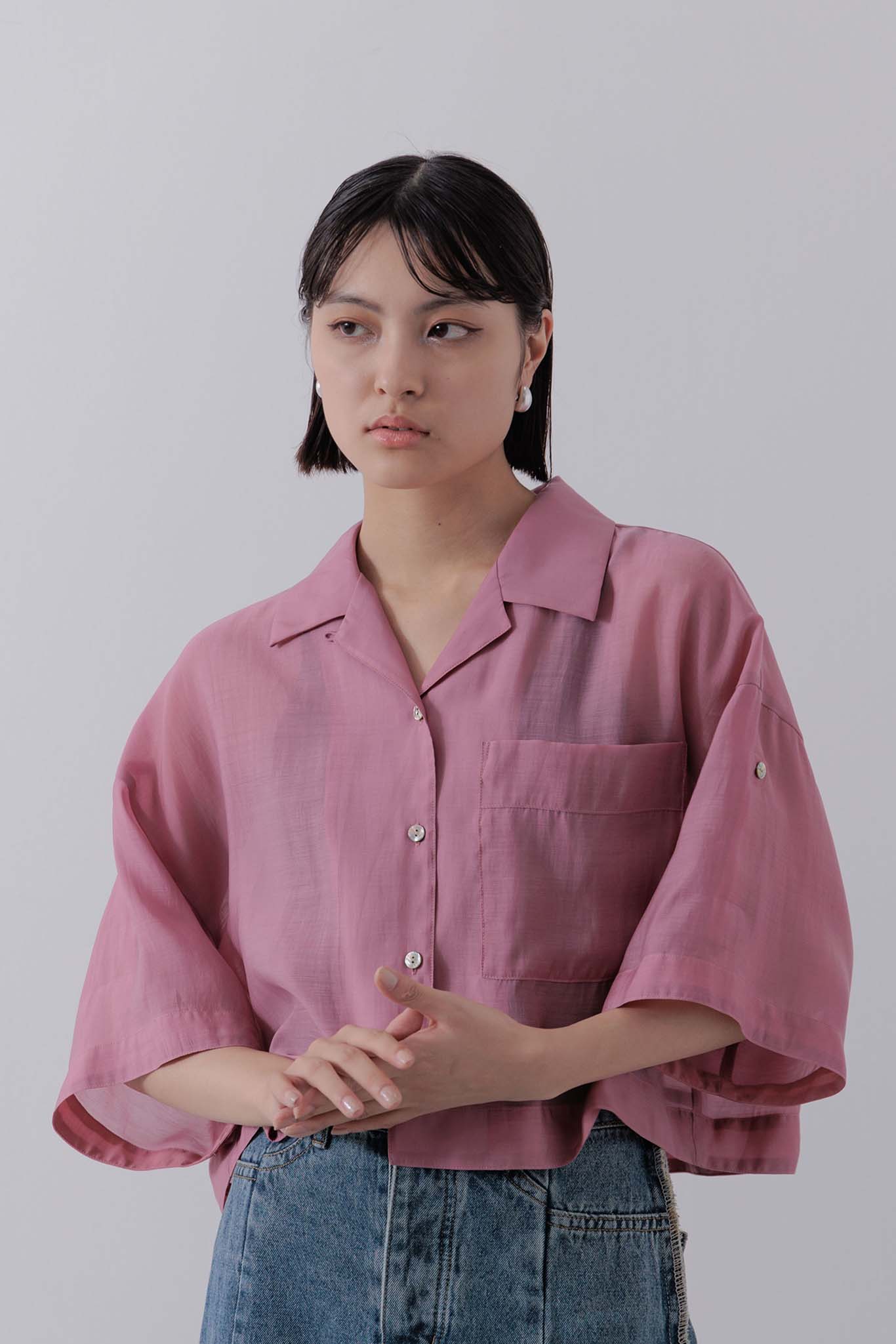 Sheer cropped shirt