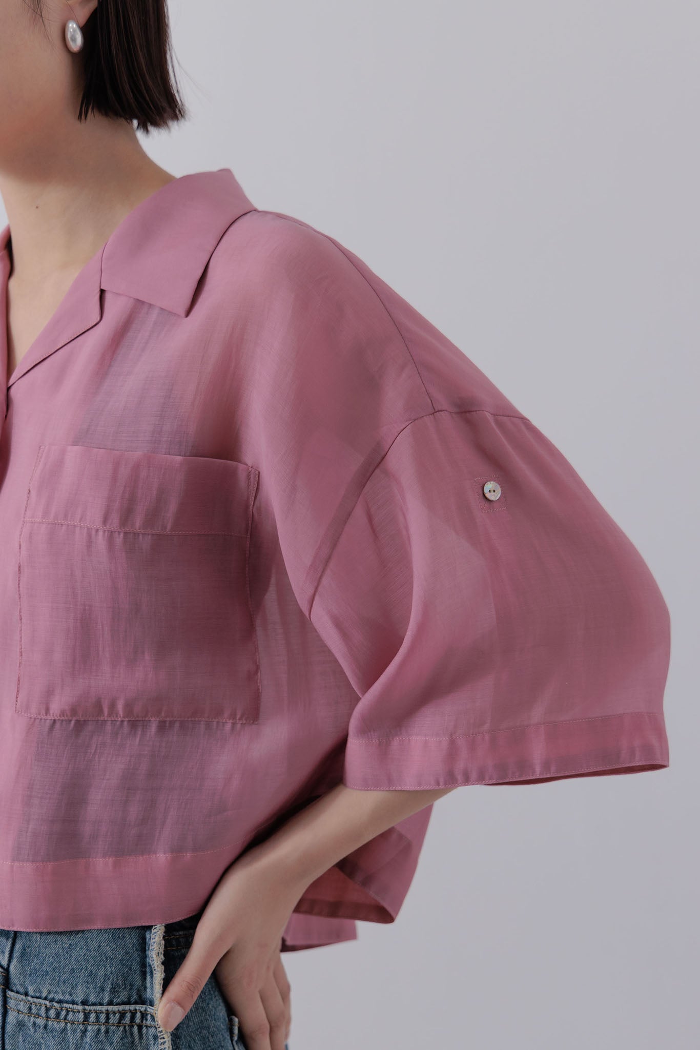 Sheer cropped shirt