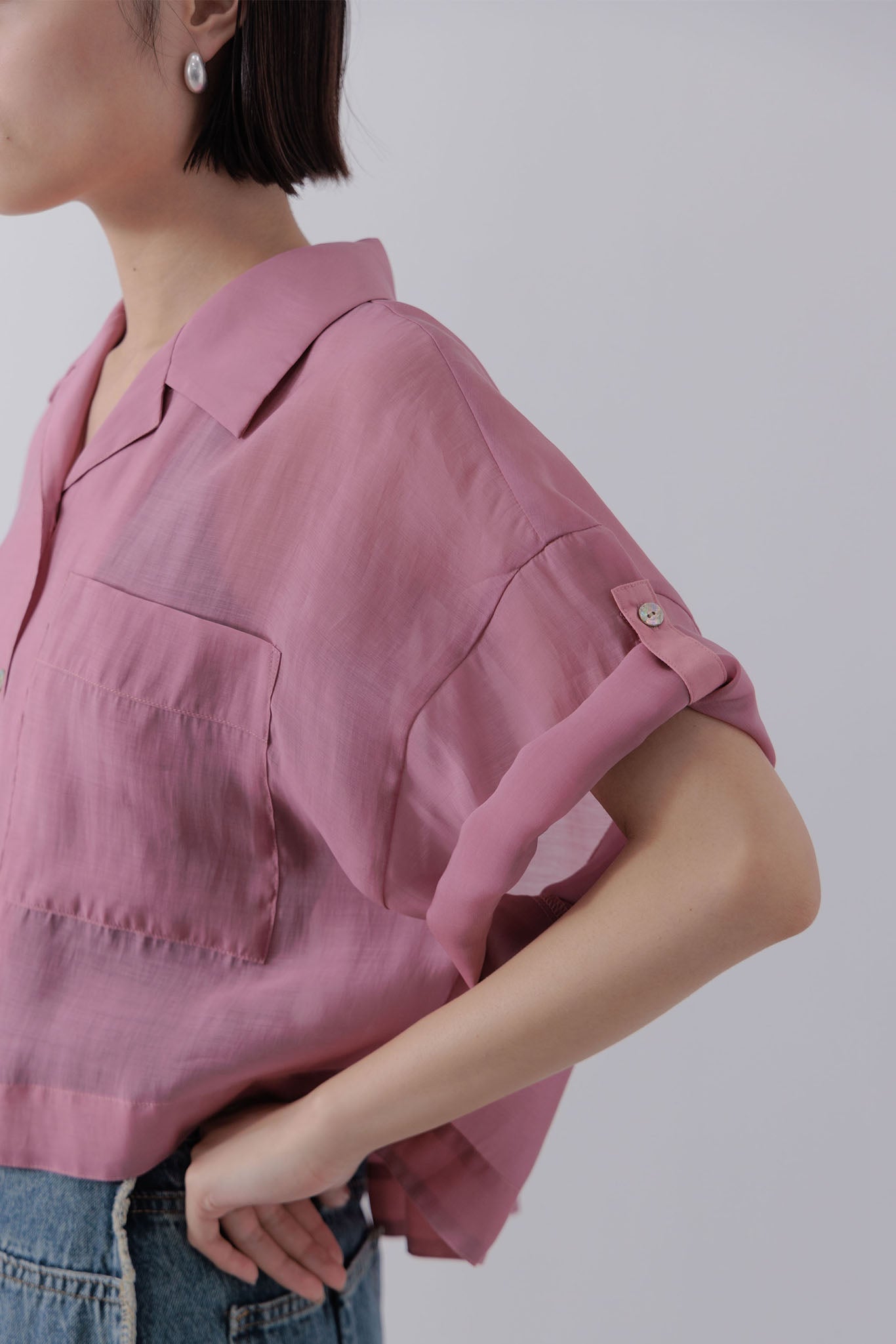 Sheer cropped shirt