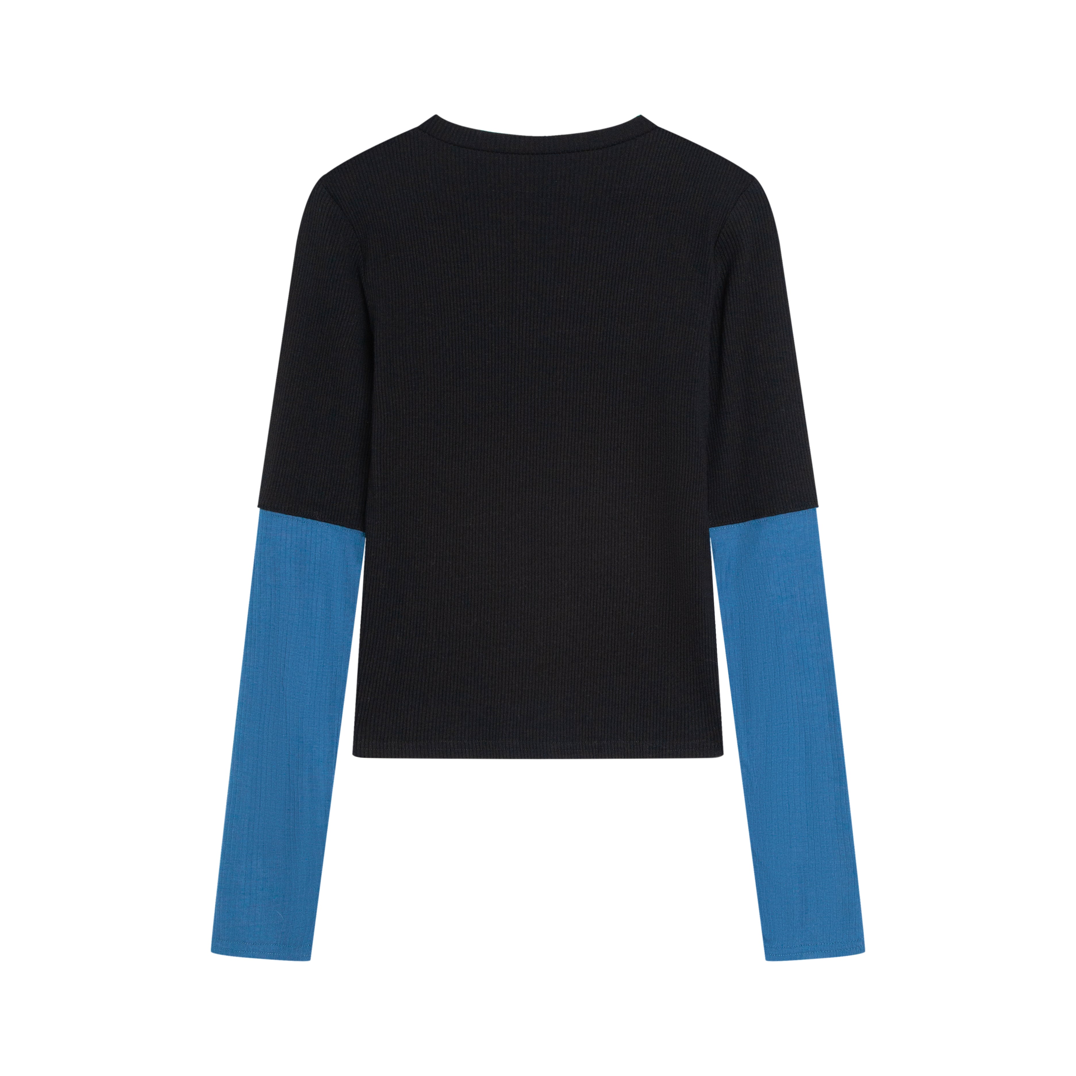 バイカラーリブトップス