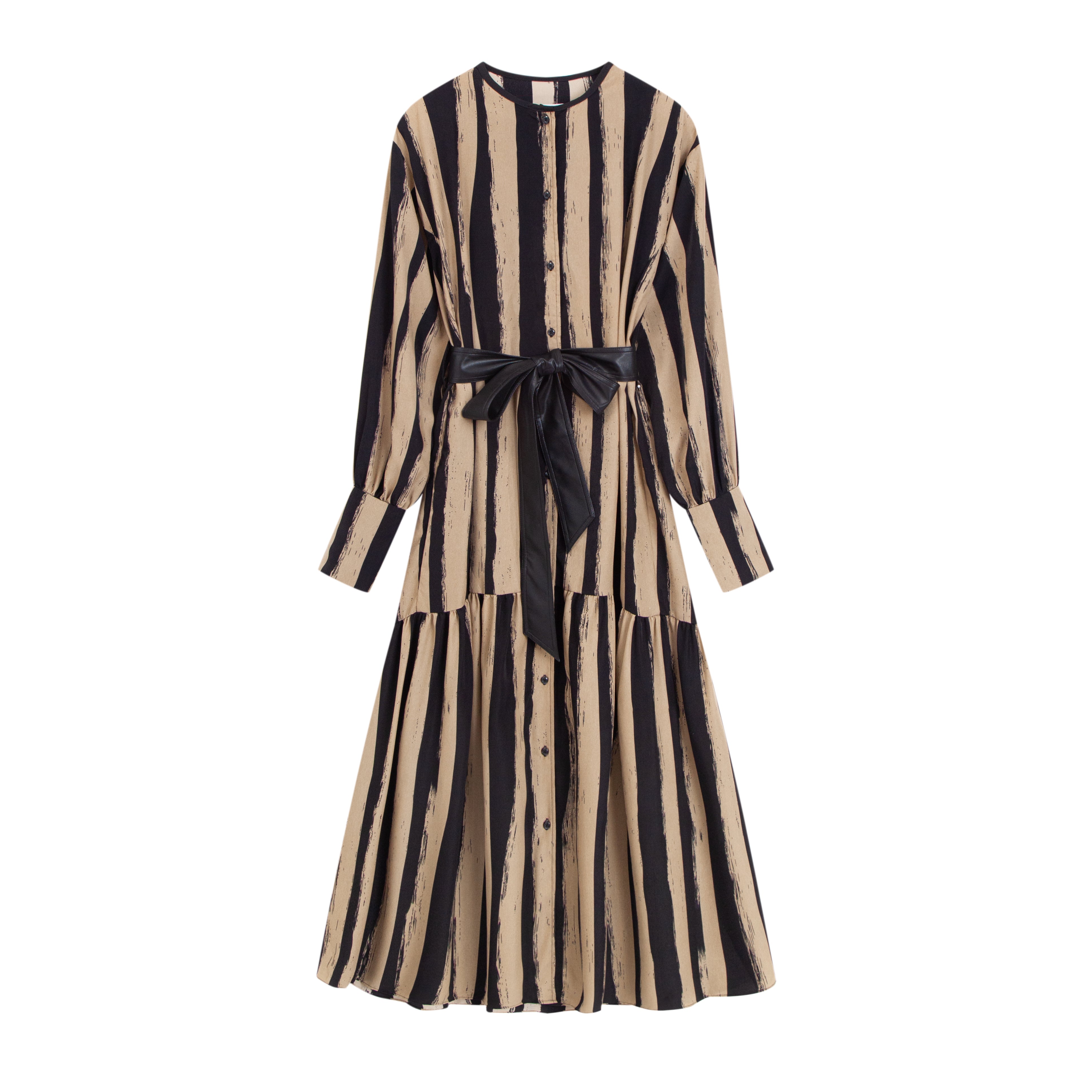 Hand-drawn striped shirt dress