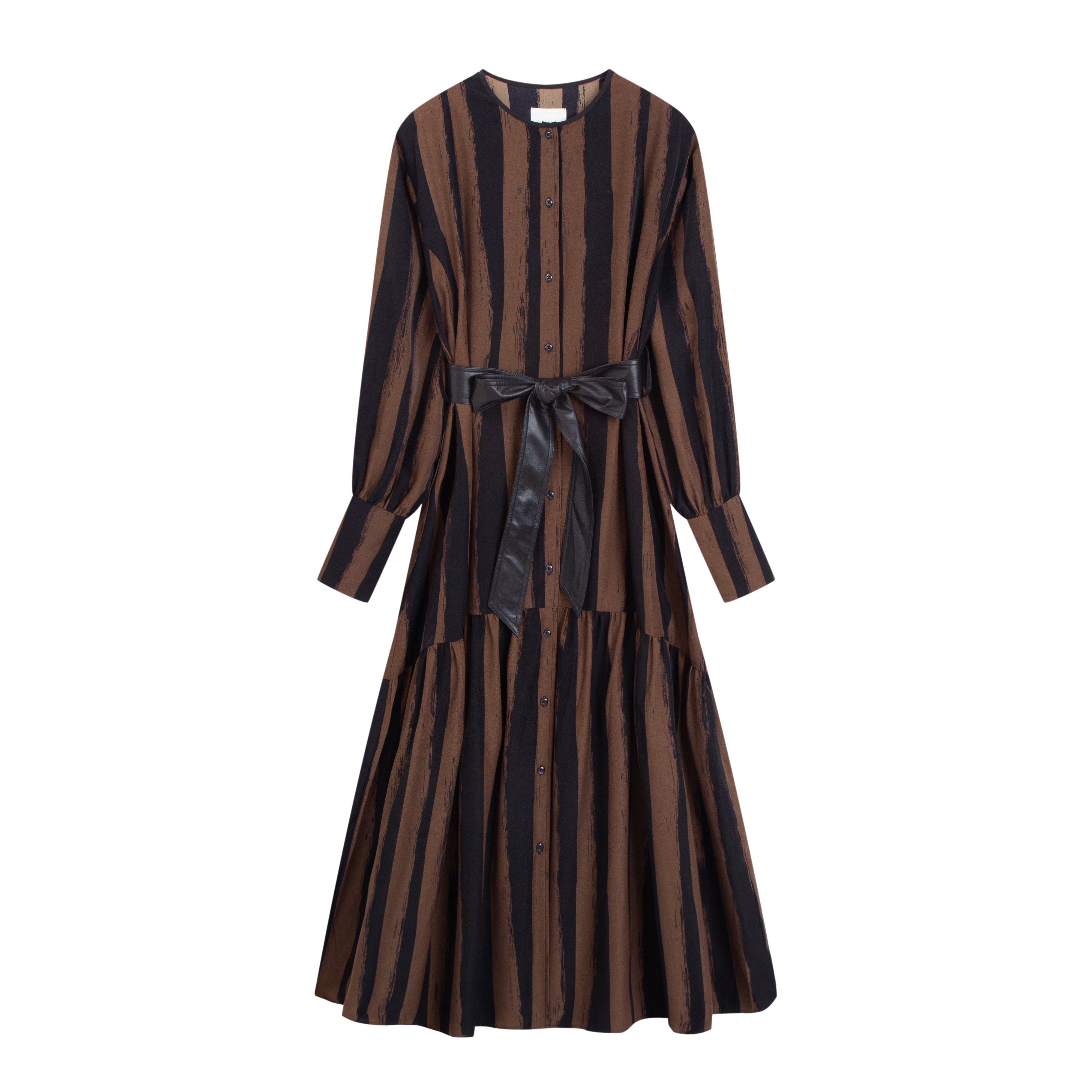 Hand-drawn striped shirt dress