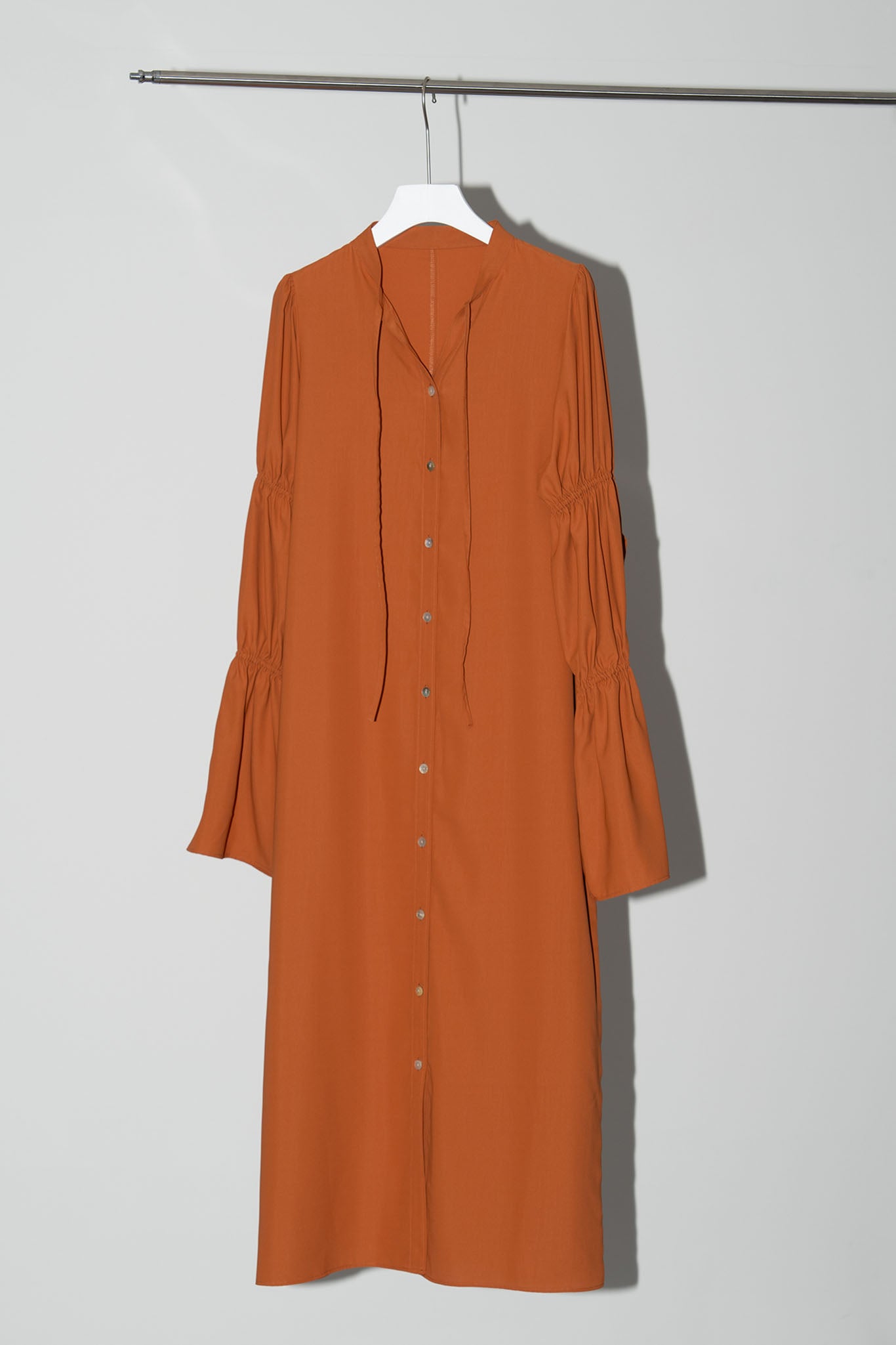 Gathered sleeve shirt dress