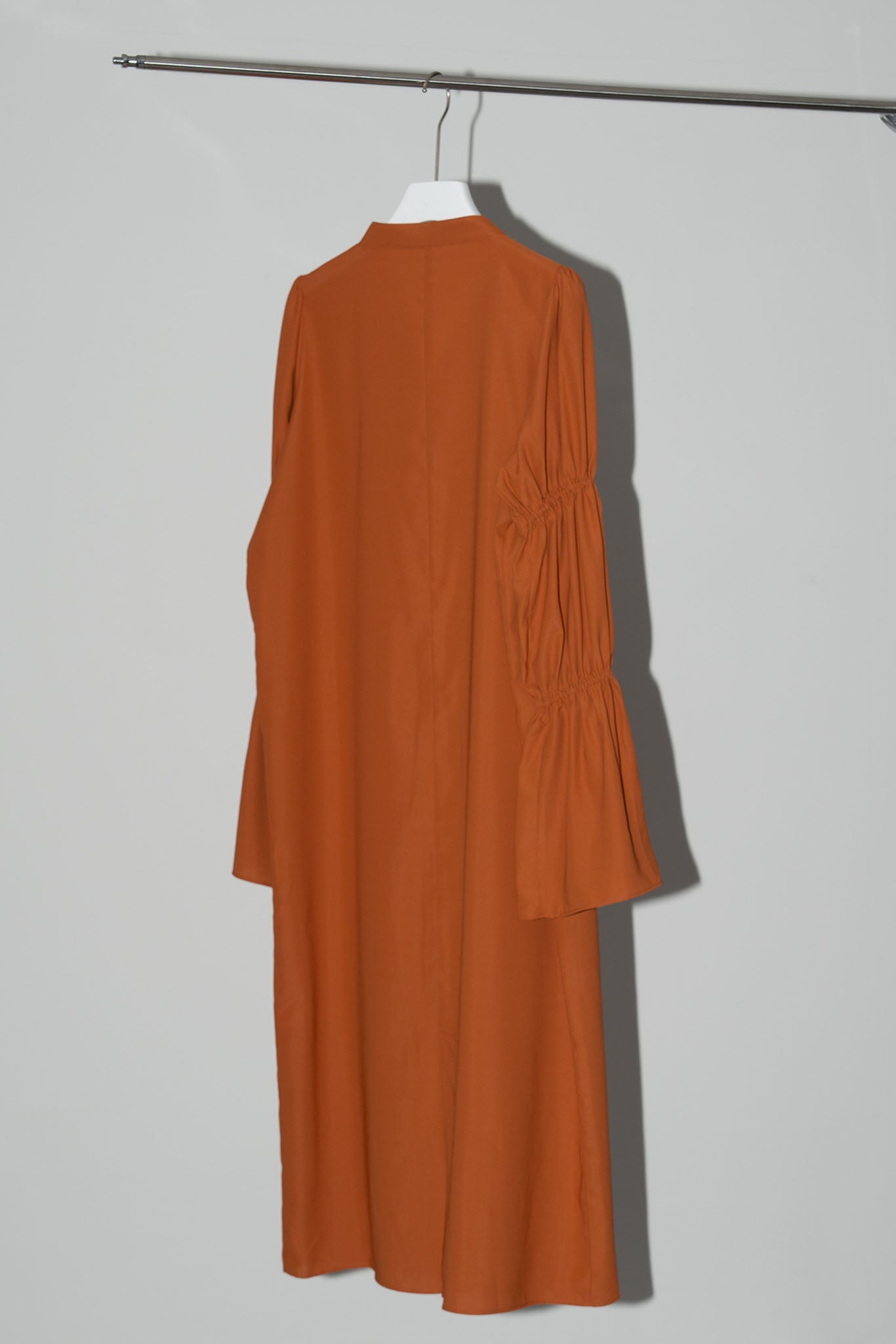 Gathered sleeve shirt dress