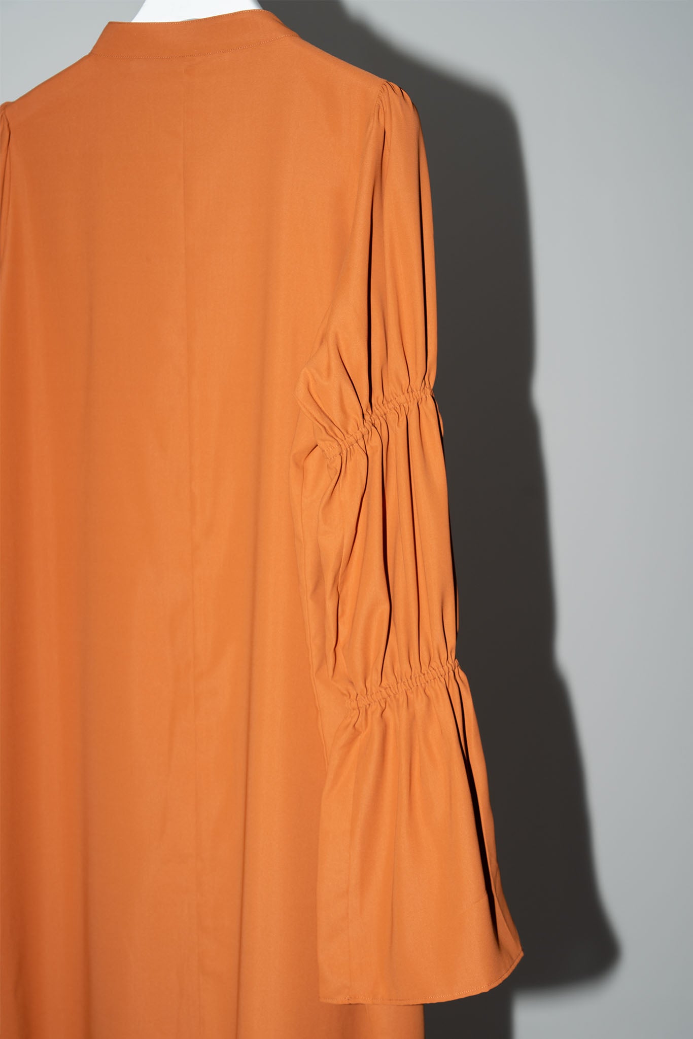 Gathered sleeve shirt dress