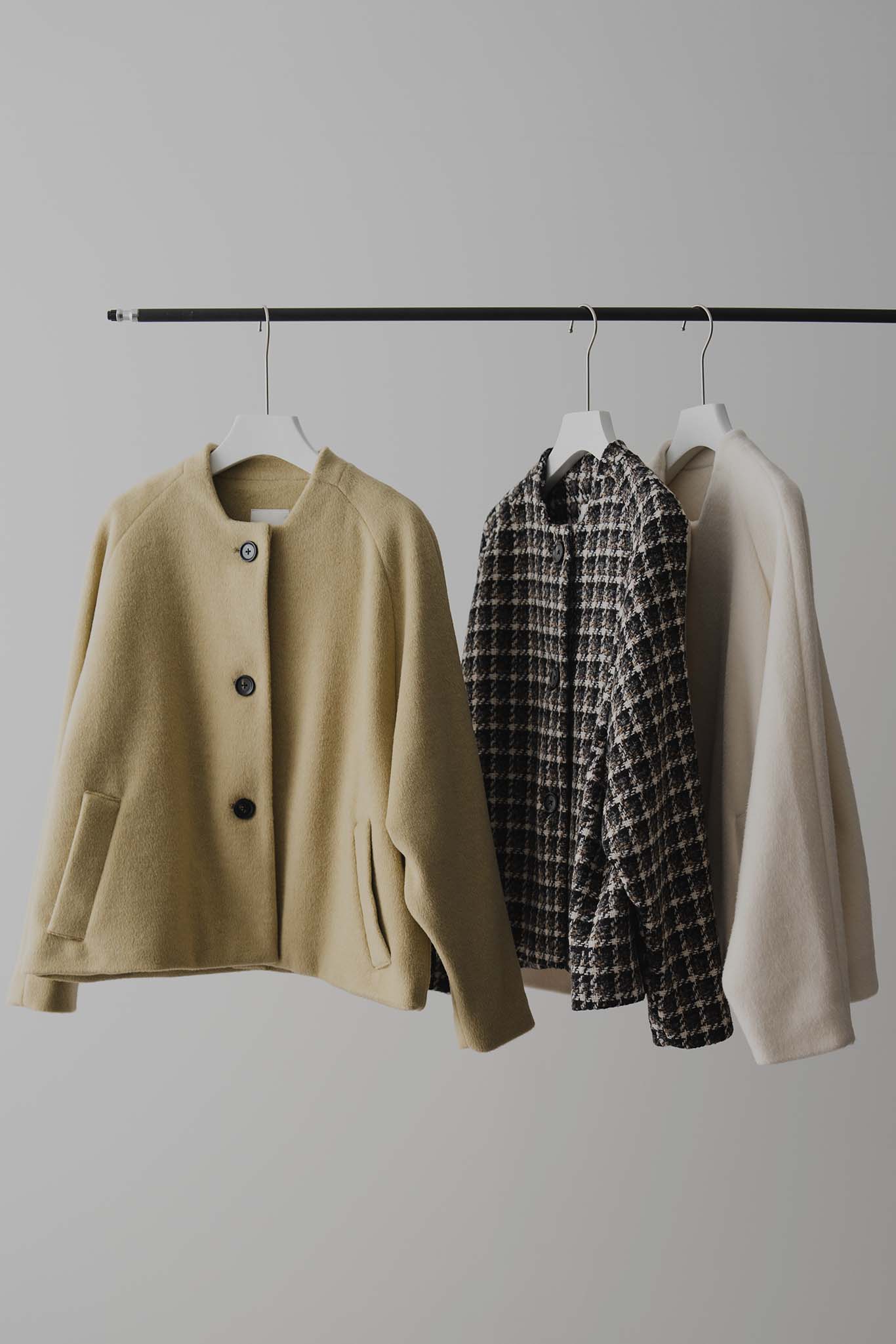 Cropped collarless coat