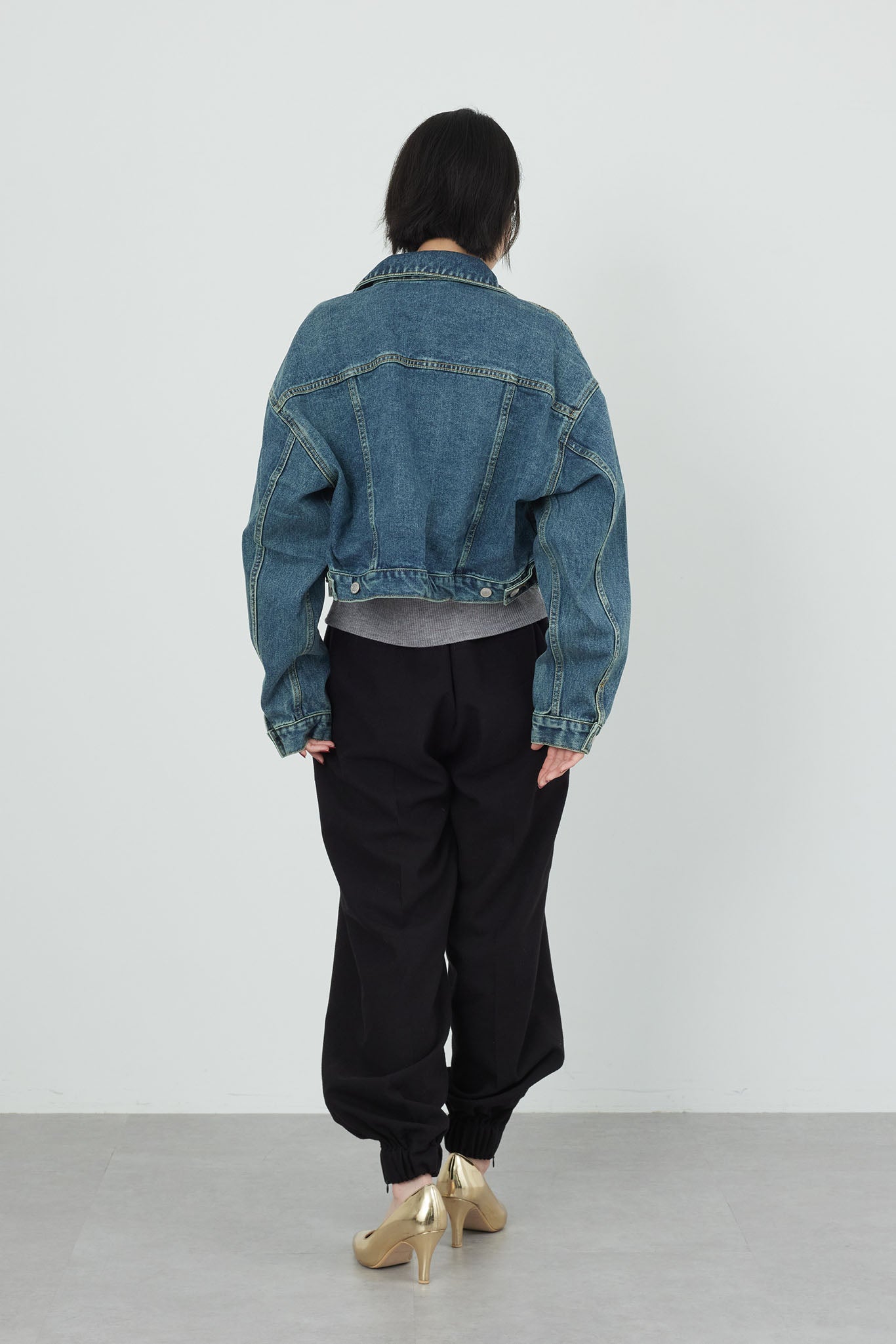 Denim blouson with fur
