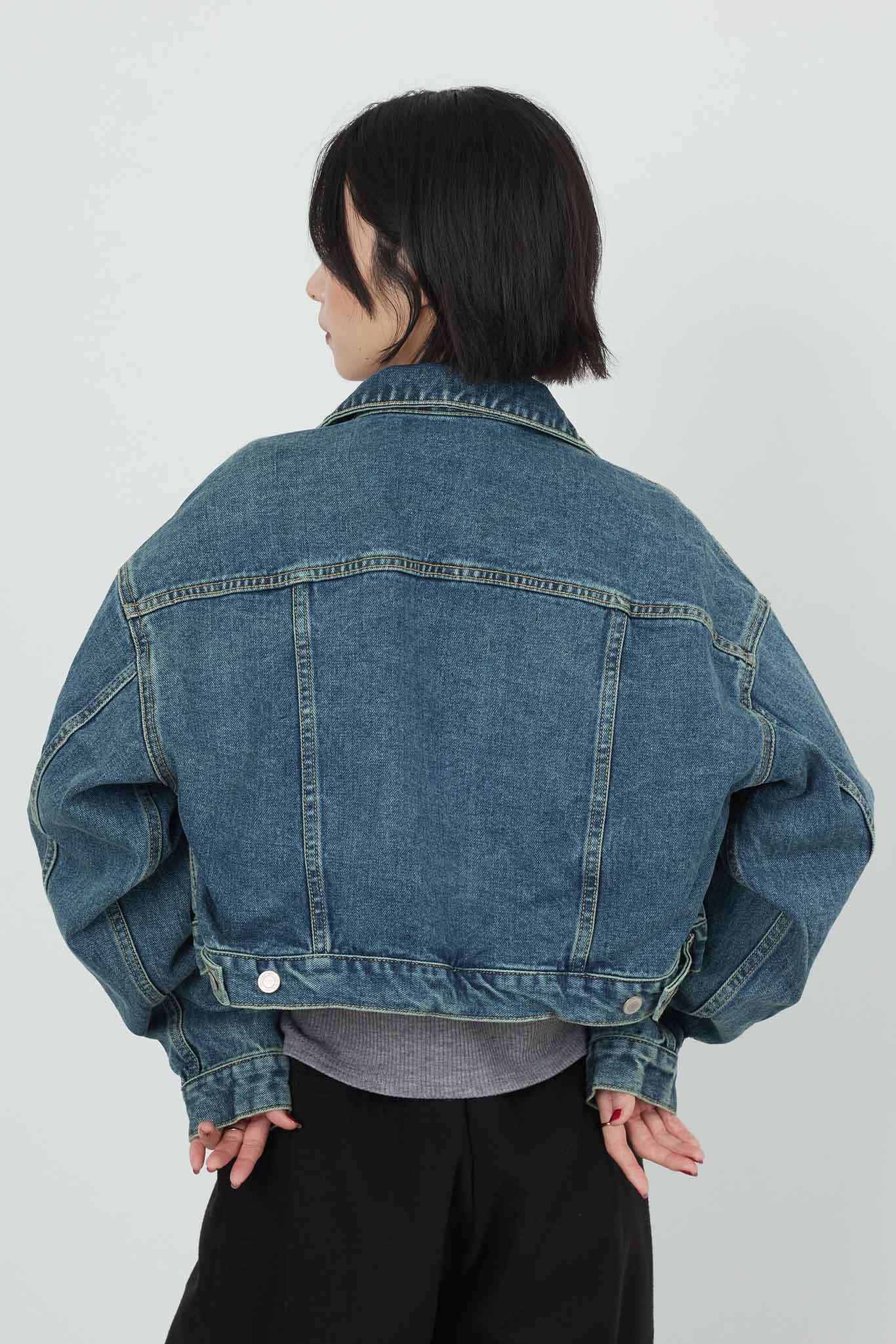 Denim blouson with fur