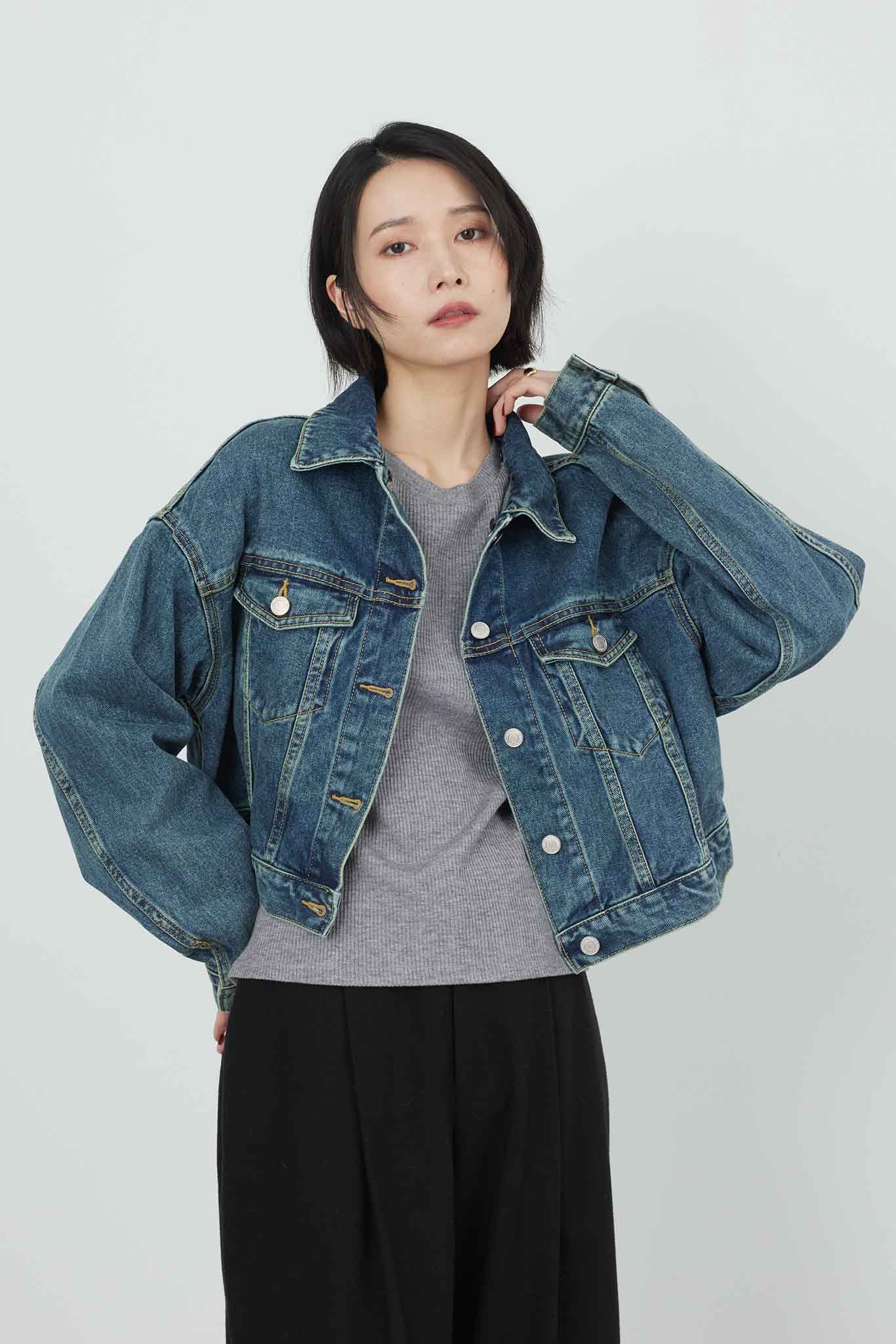Denim blouson with fur