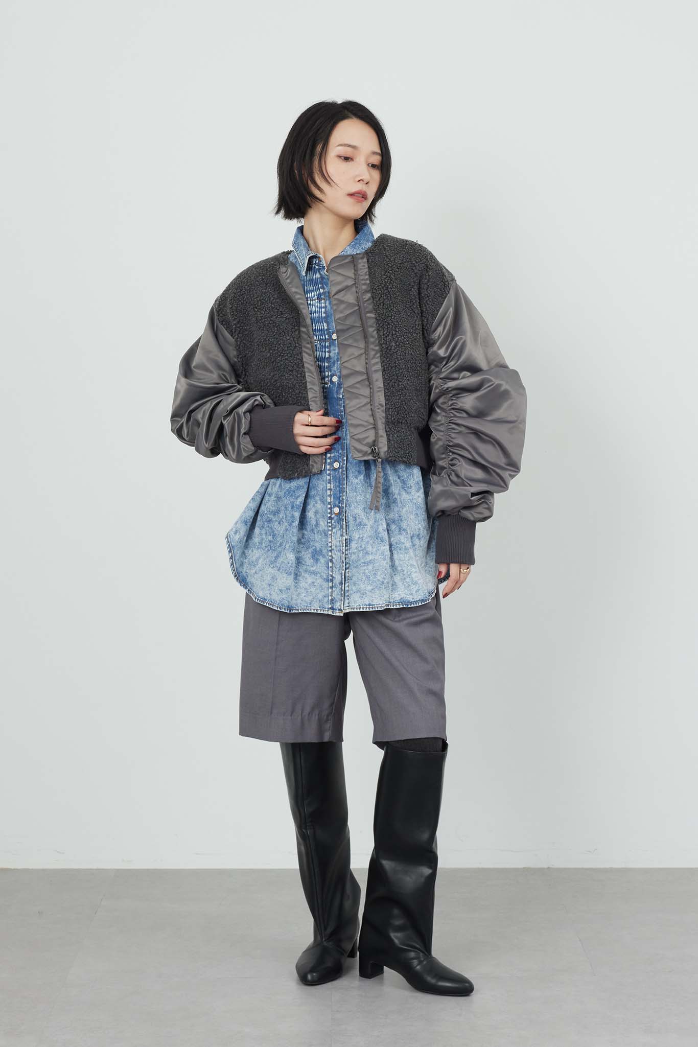 ボアコンビ中綿ブルゾン