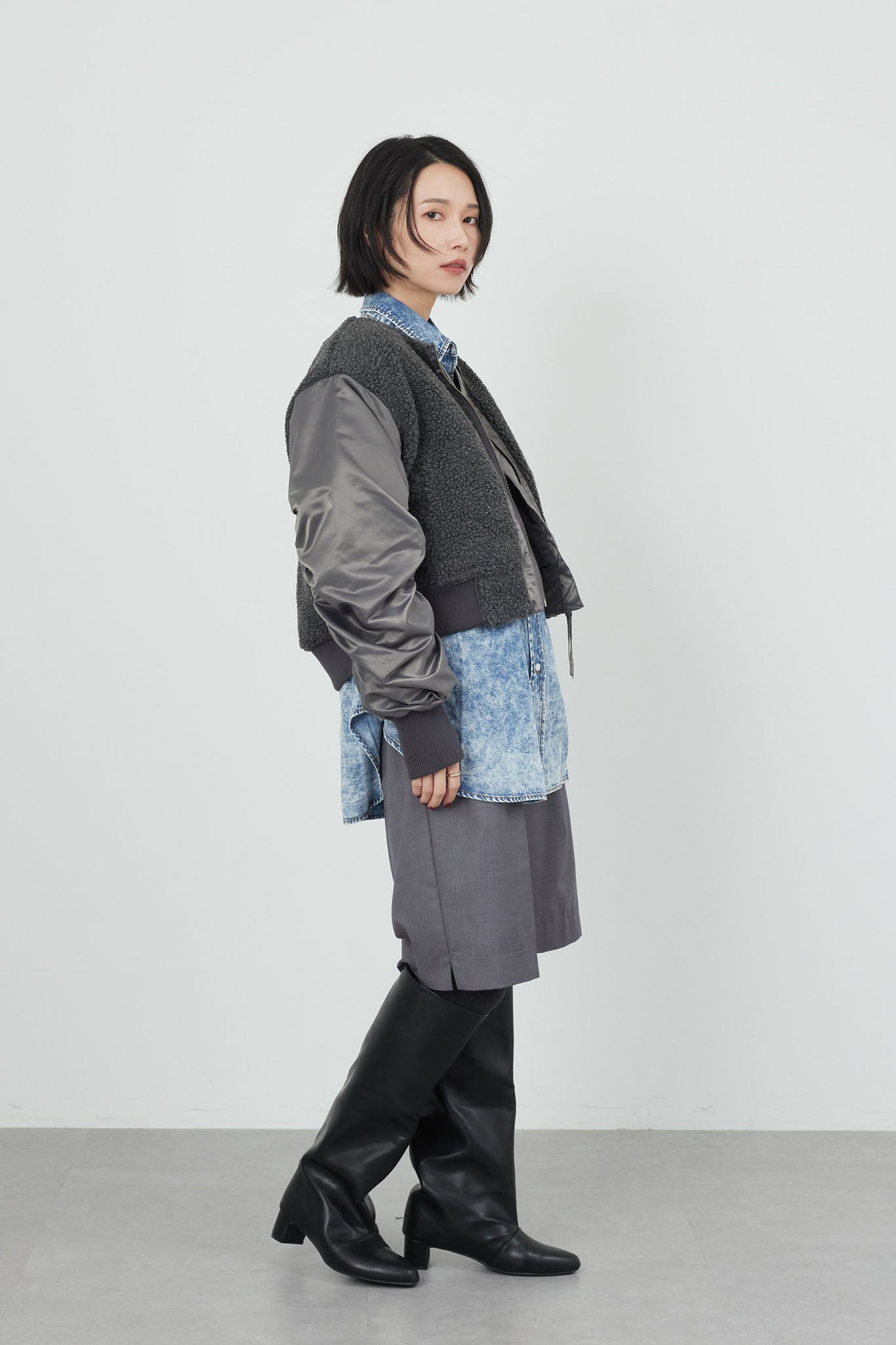 ボアコンビ中綿ブルゾン