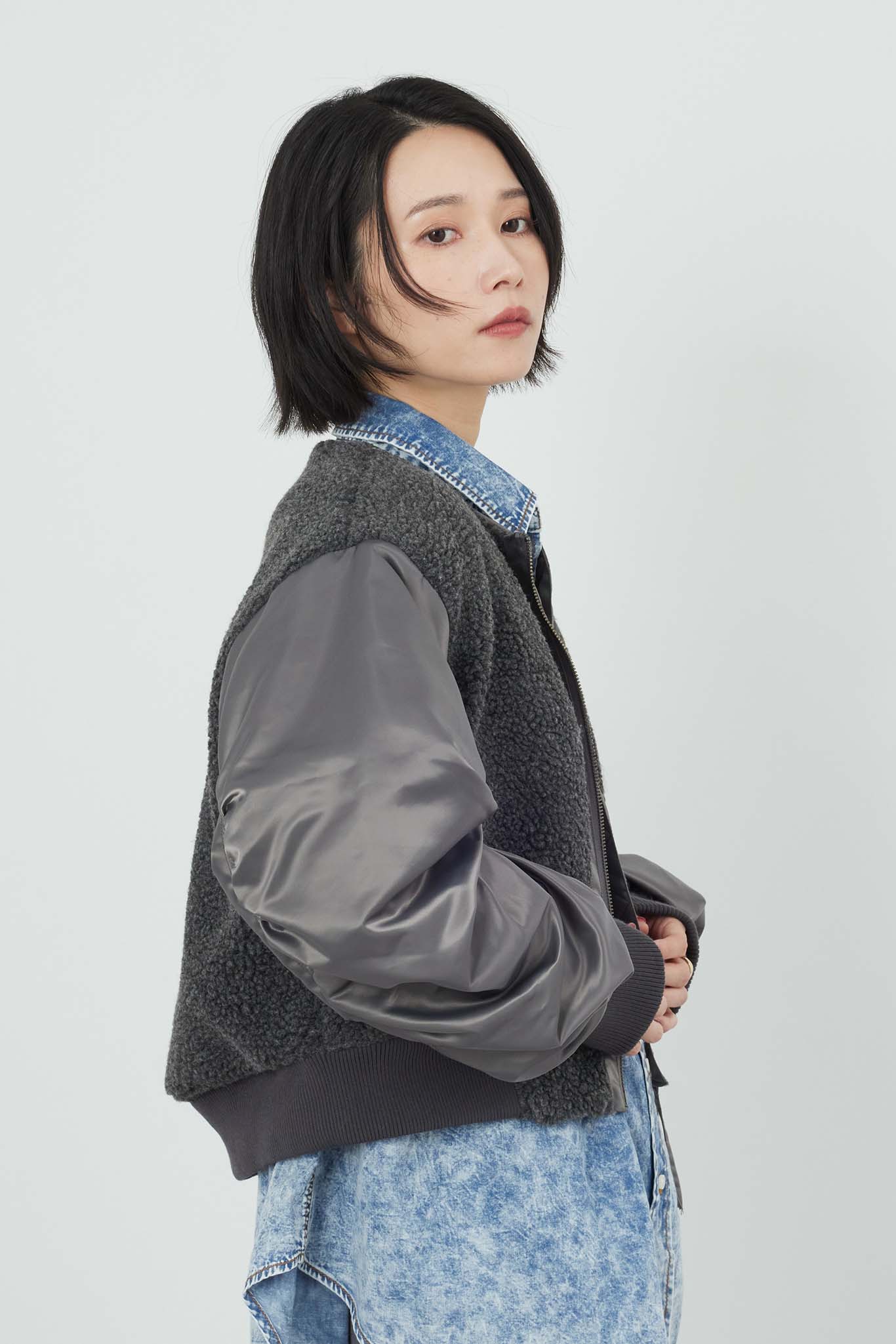 ボアコンビ中綿ブルゾン