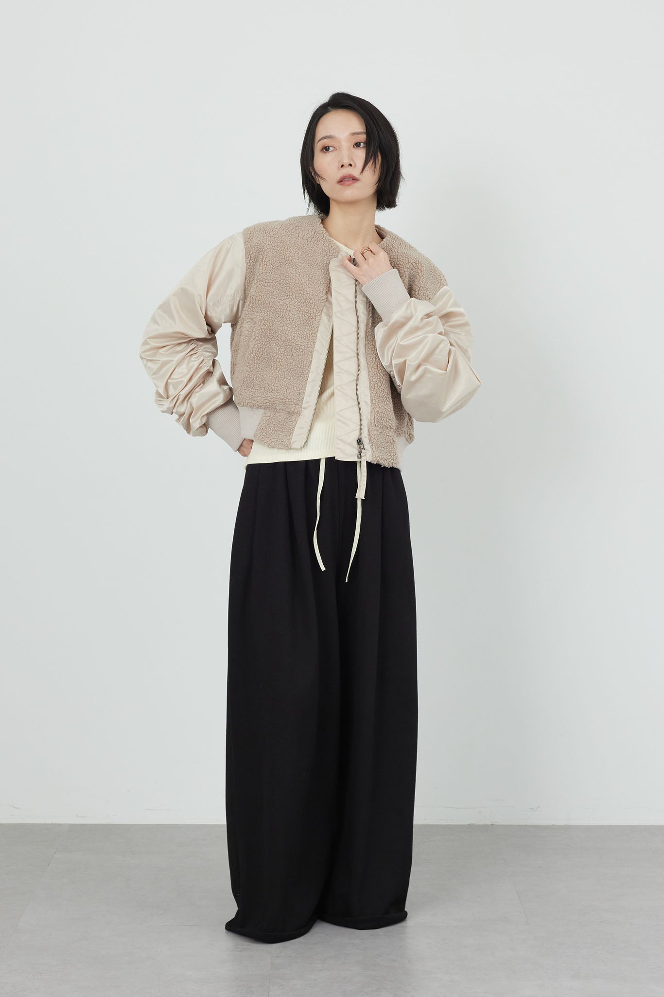 ボアコンビ中綿ブルゾン