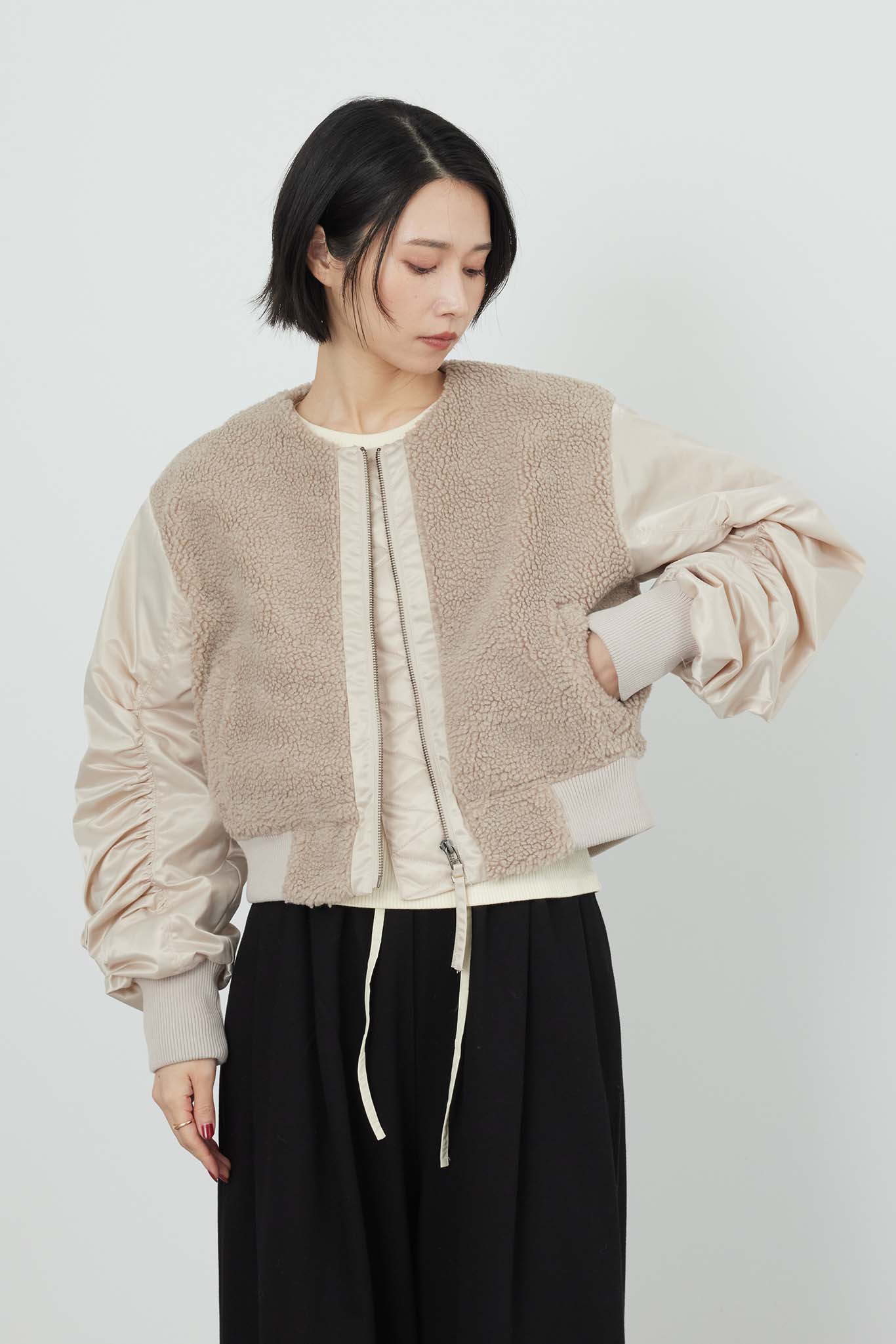 ボアコンビ中綿ブルゾン