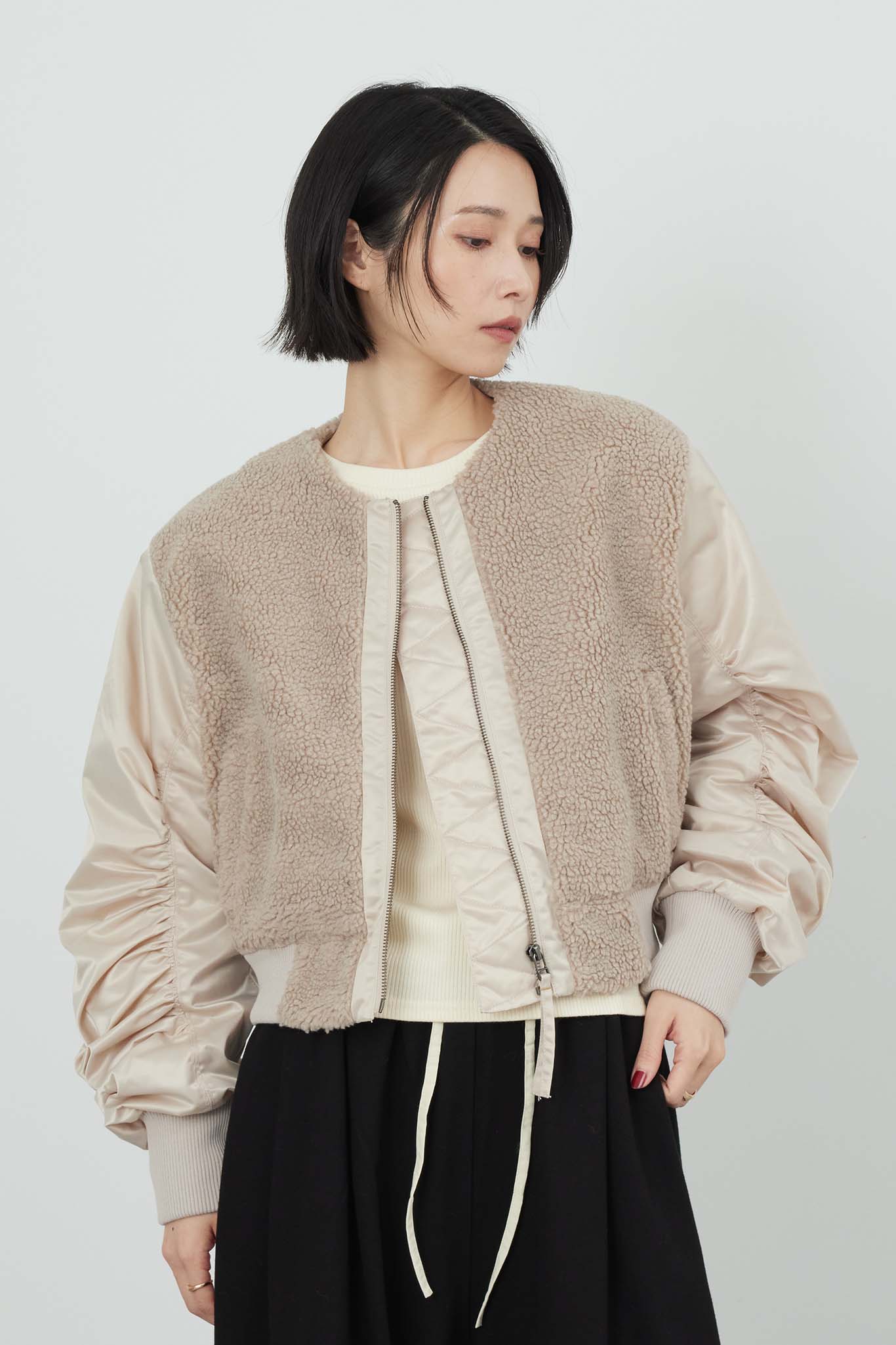 ボアコンビ中綿ブルゾン