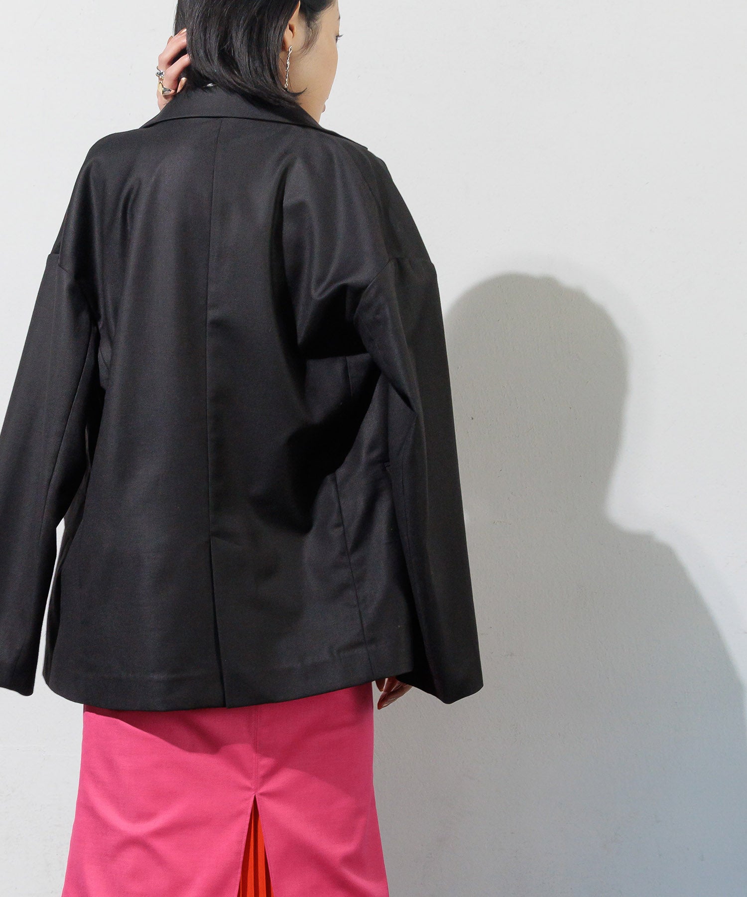 Double-breasted jacket with slit sleeves