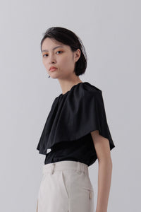 Shoulder wrap cape blouse