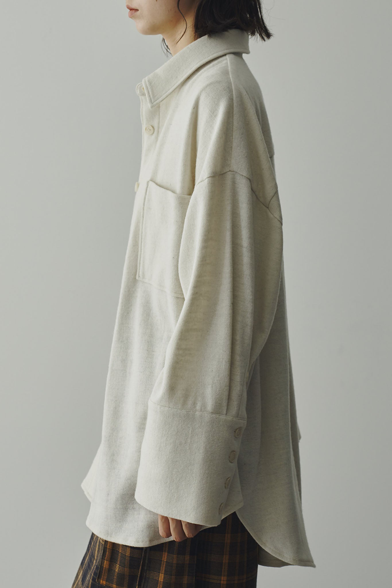 Brushed big shirt blouson