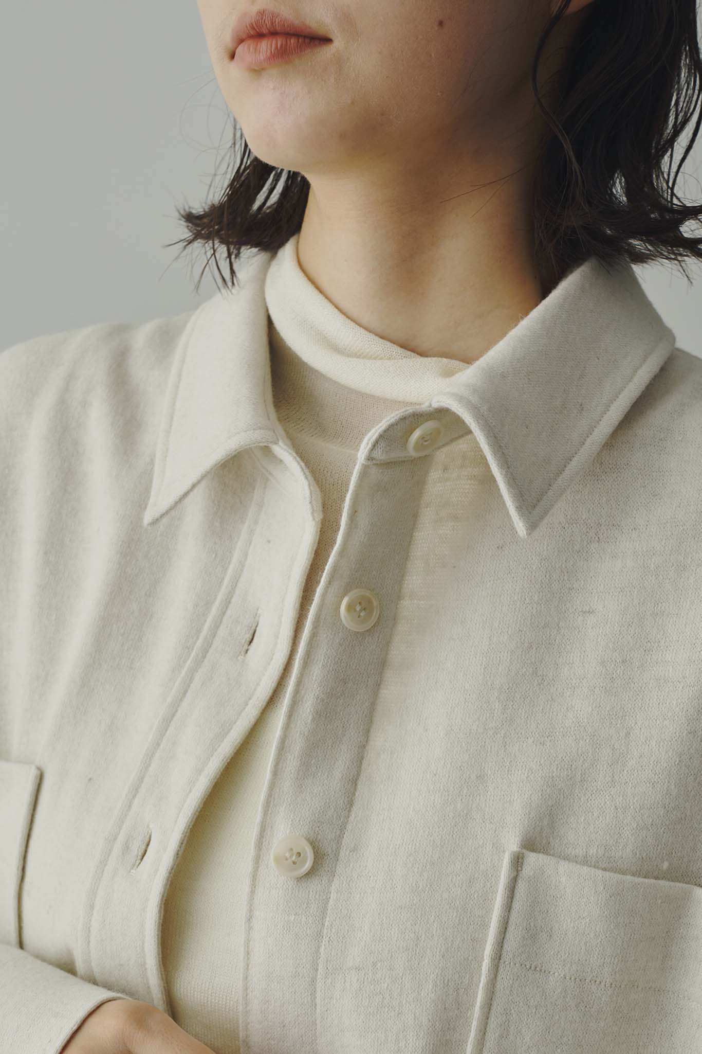 Brushed big shirt blouson