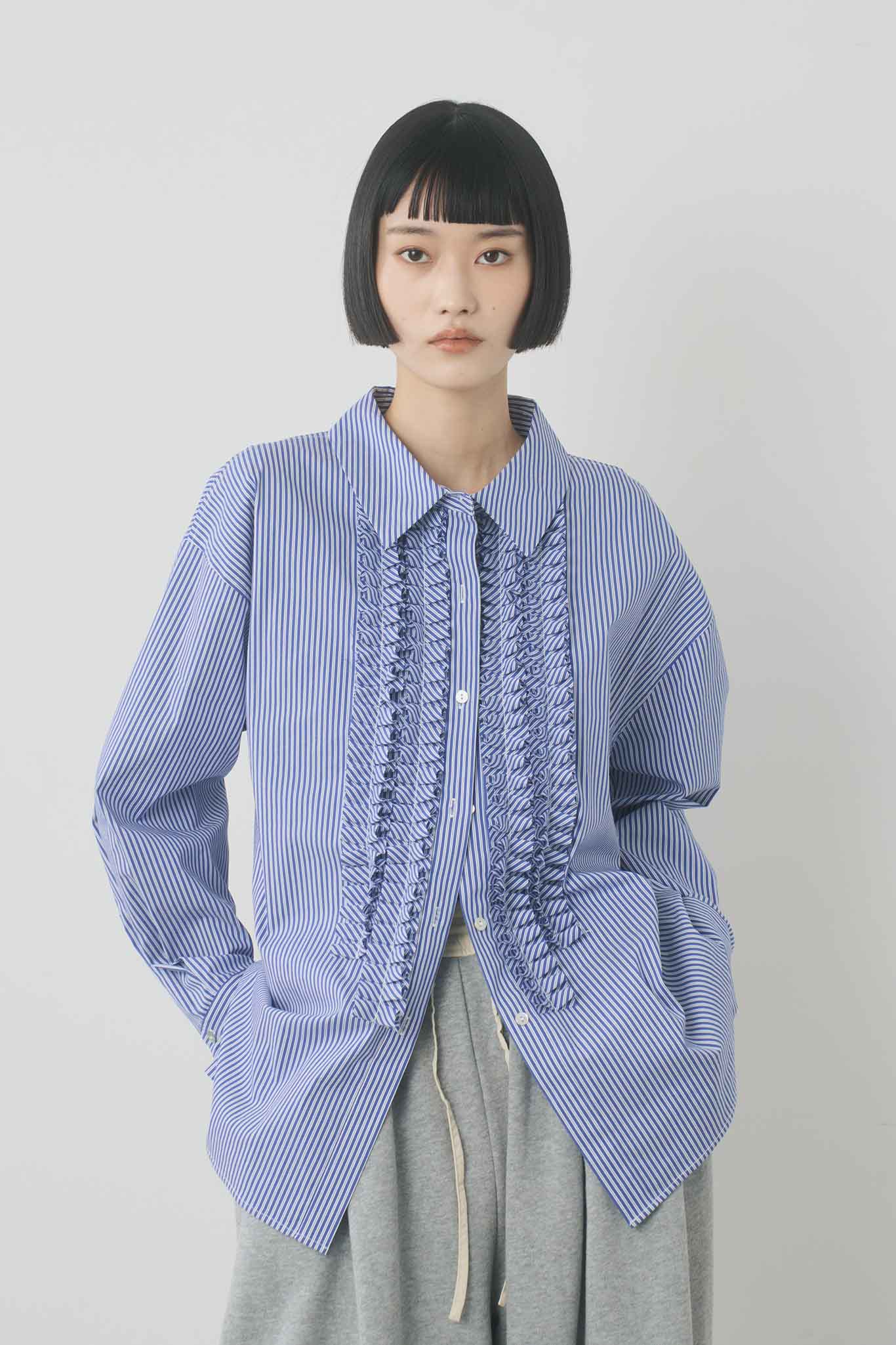 フロントフリルディテールシャツ