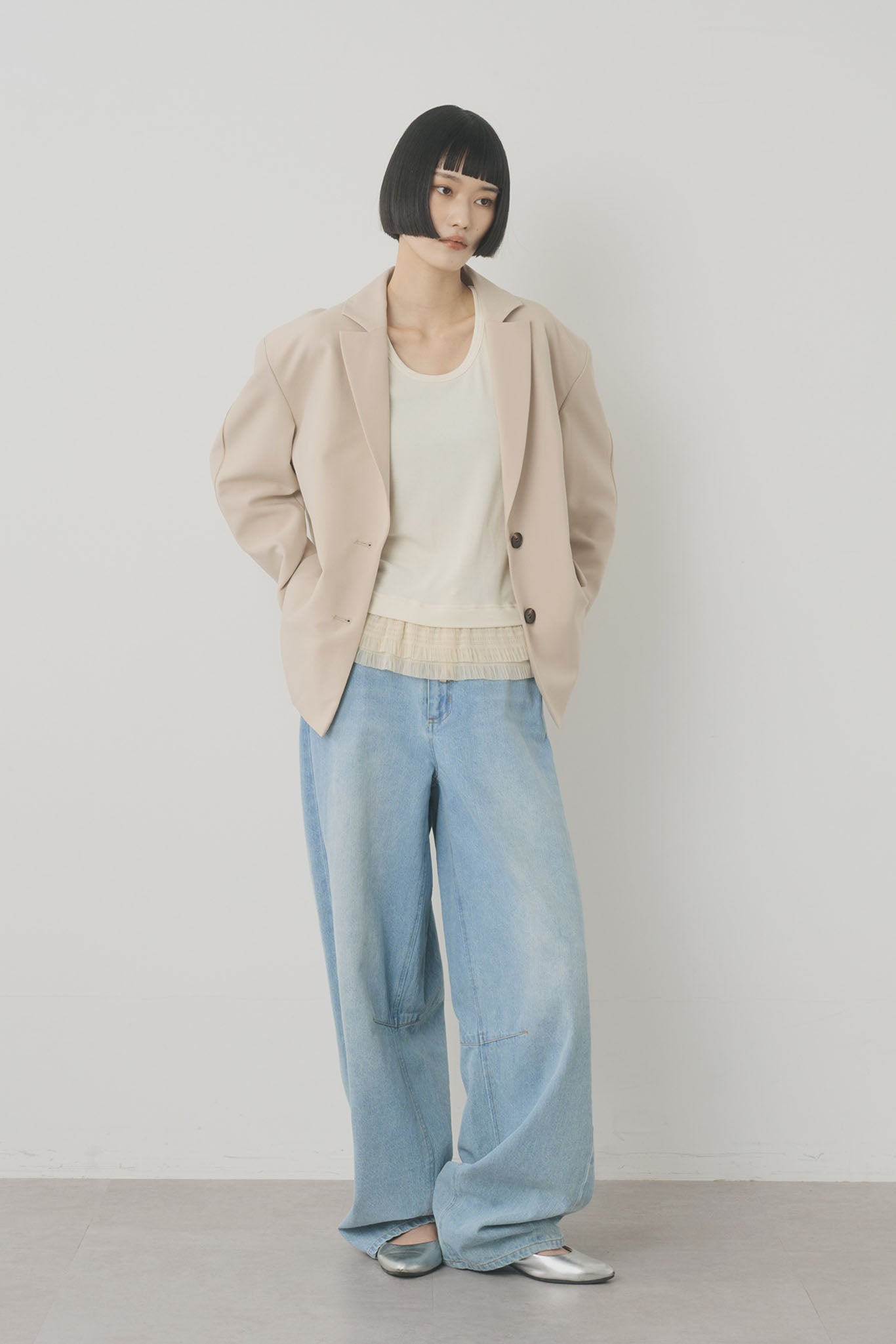 レースヘムタンクトップ