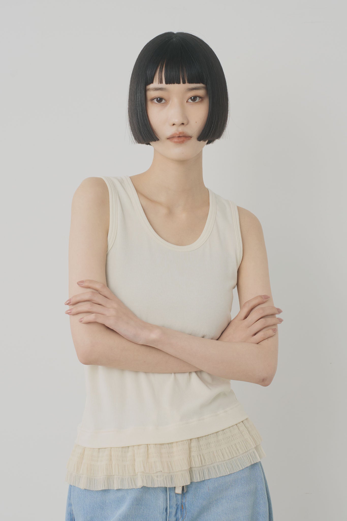 レースヘムタンクトップ